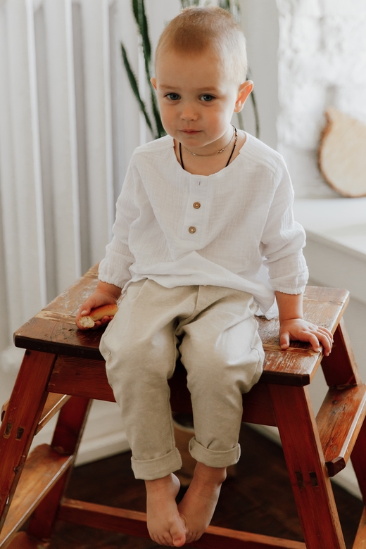 Штаны унисекс из твидового льна цвет натур