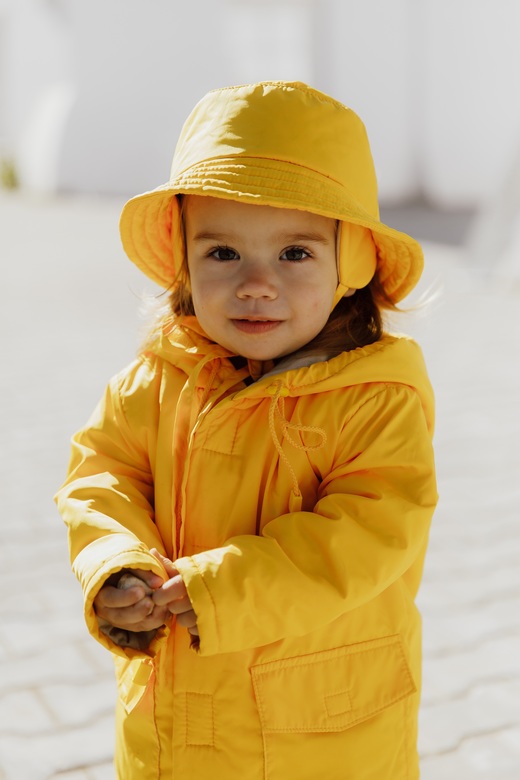 Панама утеплённая плащёвая на хлопковом подкладе с ушками на завязках / жёлтая