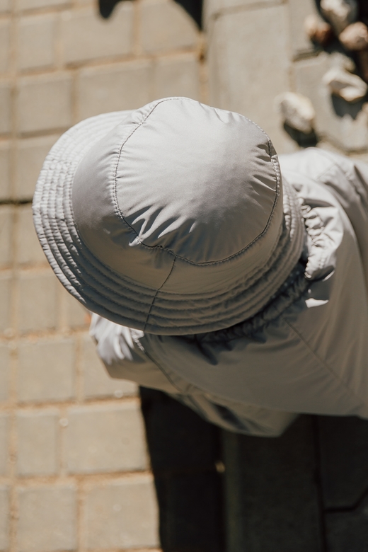 Панама утеплённая плащёвая на хлопковом подкладе с ушками на завязках / серая