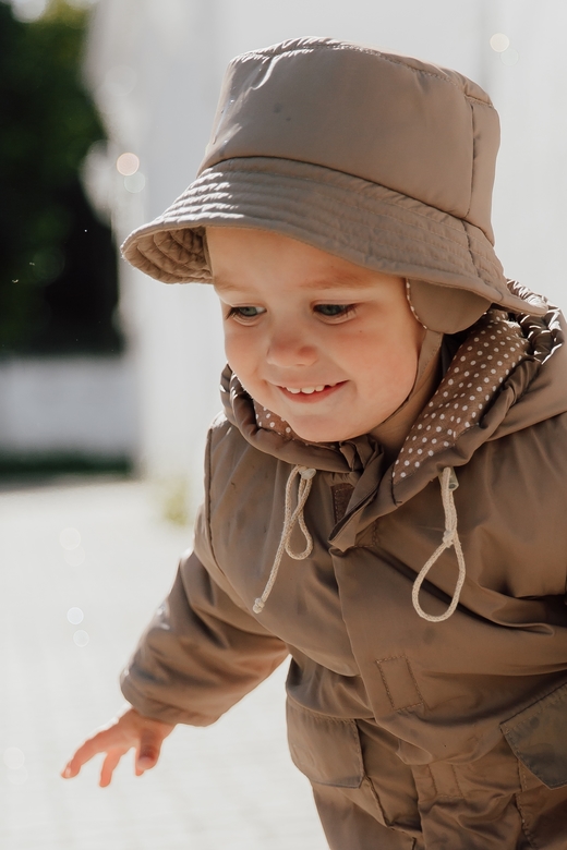 Панама утеплённая плащёвая на хлопковом подкладе с ушками на завязках / мокка