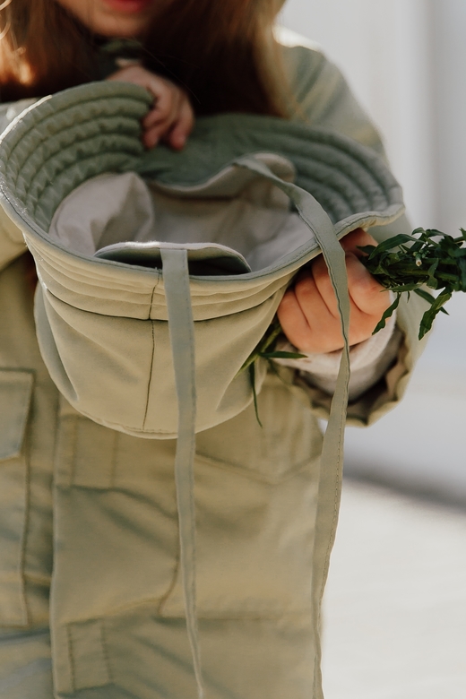 Панама утеплённая плащёвая на хлопковом подкладе с ушками на завязках / олива