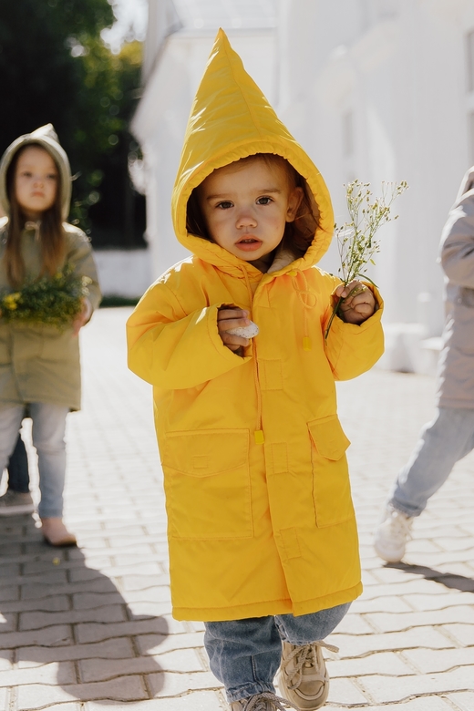 Куртка-парка плащёвая на хлопковом подкладе жёлтая