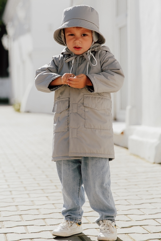 Куртка-парка унисекс плащёвая на хлопковом подкладе серая