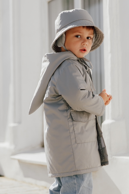 Куртка-парка унисекс плащёвая на хлопковом подкладе серая