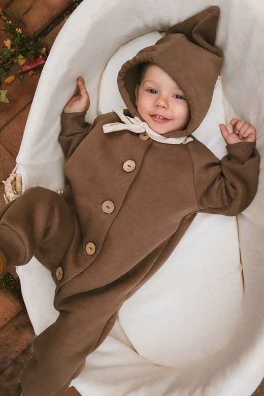 Комбинезон из футера с начёсом миндаль