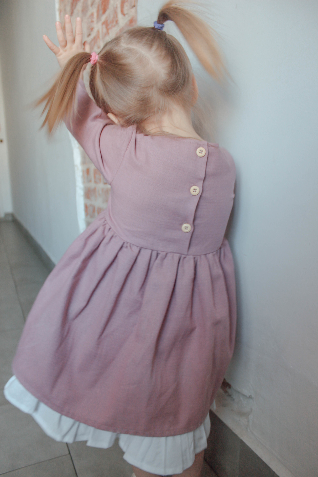 Платье ELLIE полулён пудра