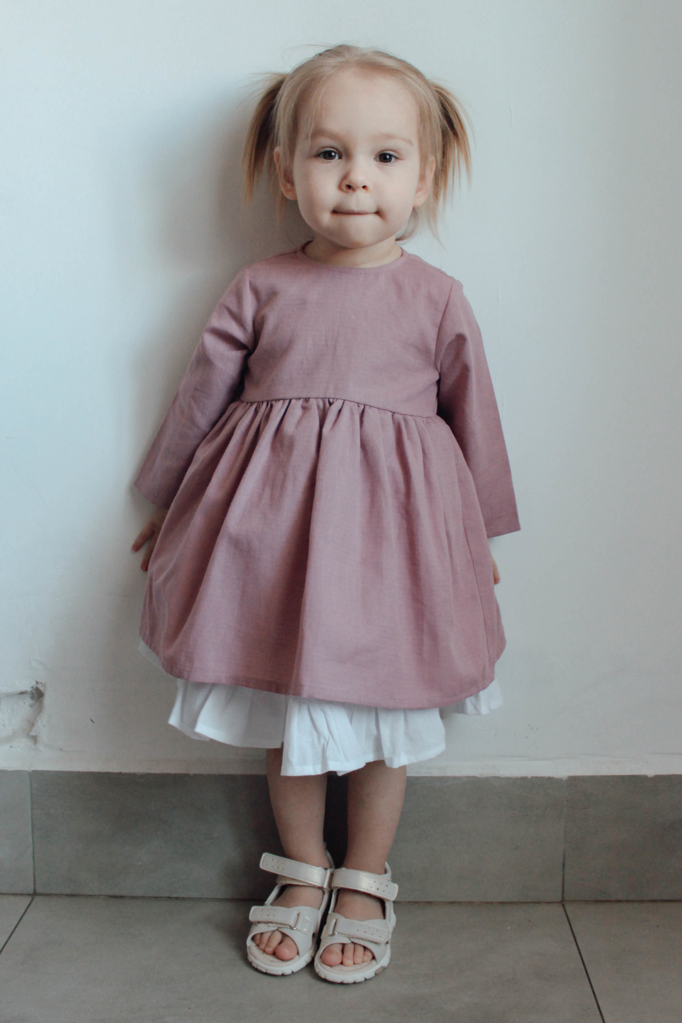 Платье ELLIE полулён пудра