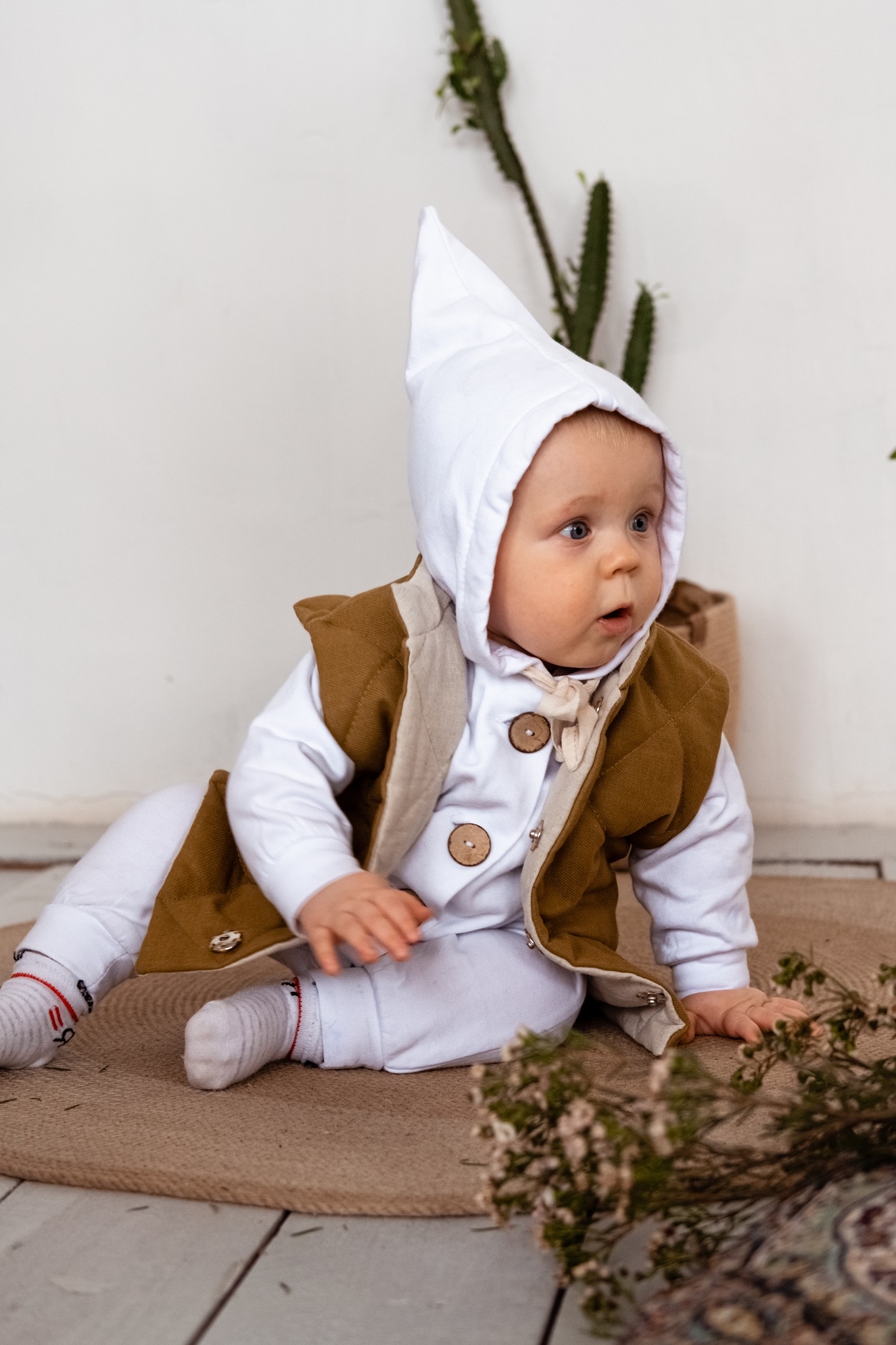 Комбинезон из тонкого футера с начесом белый