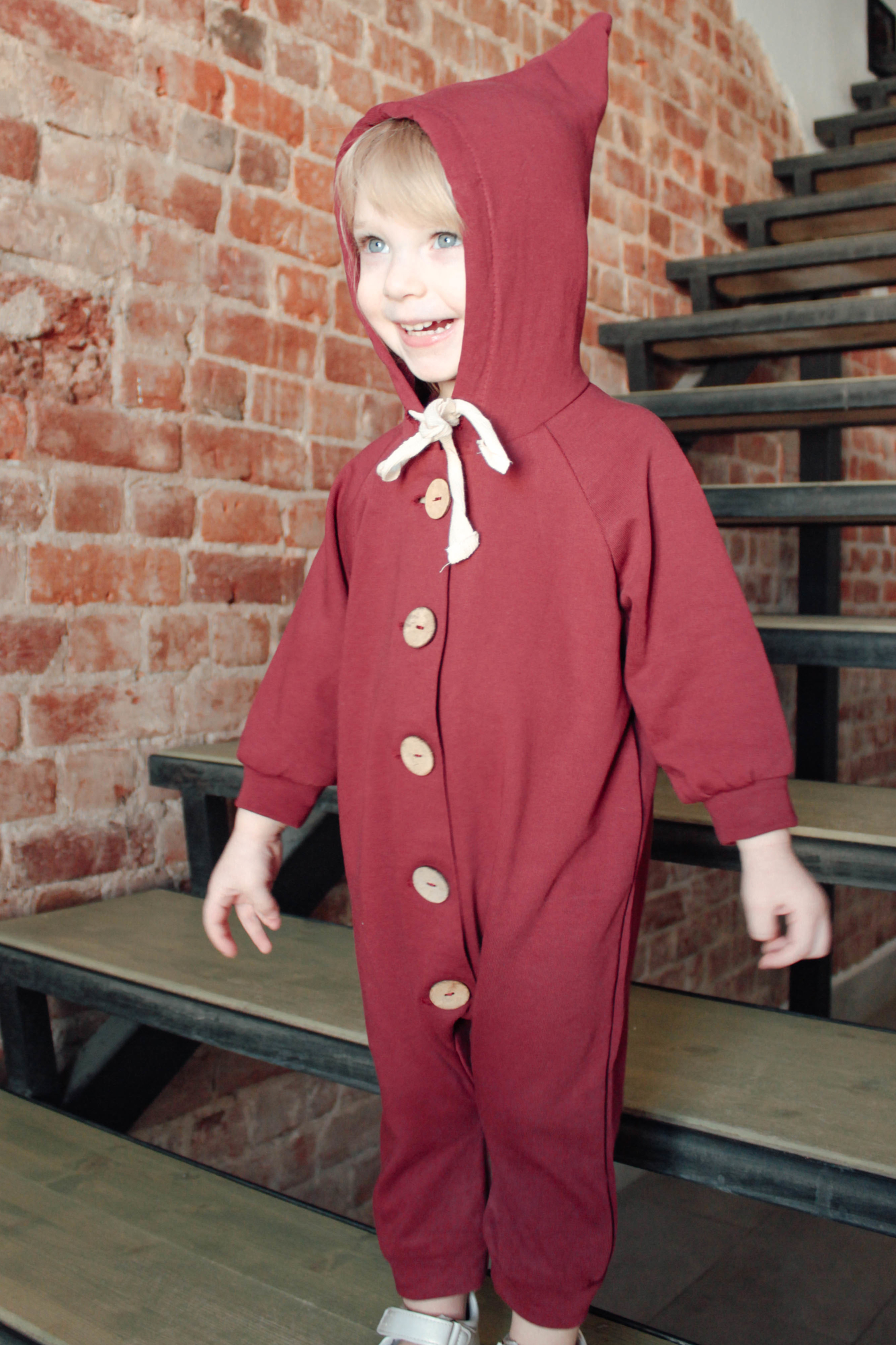 Комбинезон из петельного футера вишня