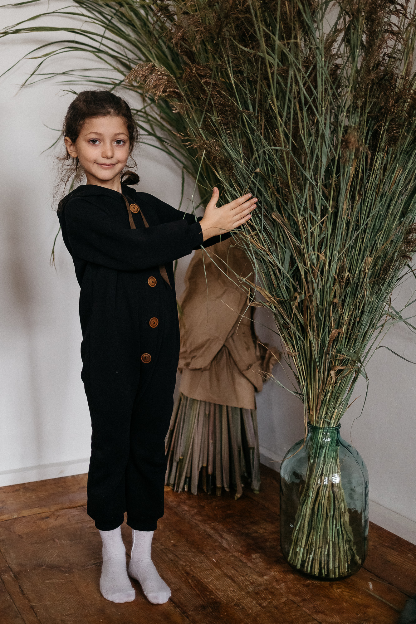 Комбинезон из петельного футера чёрный