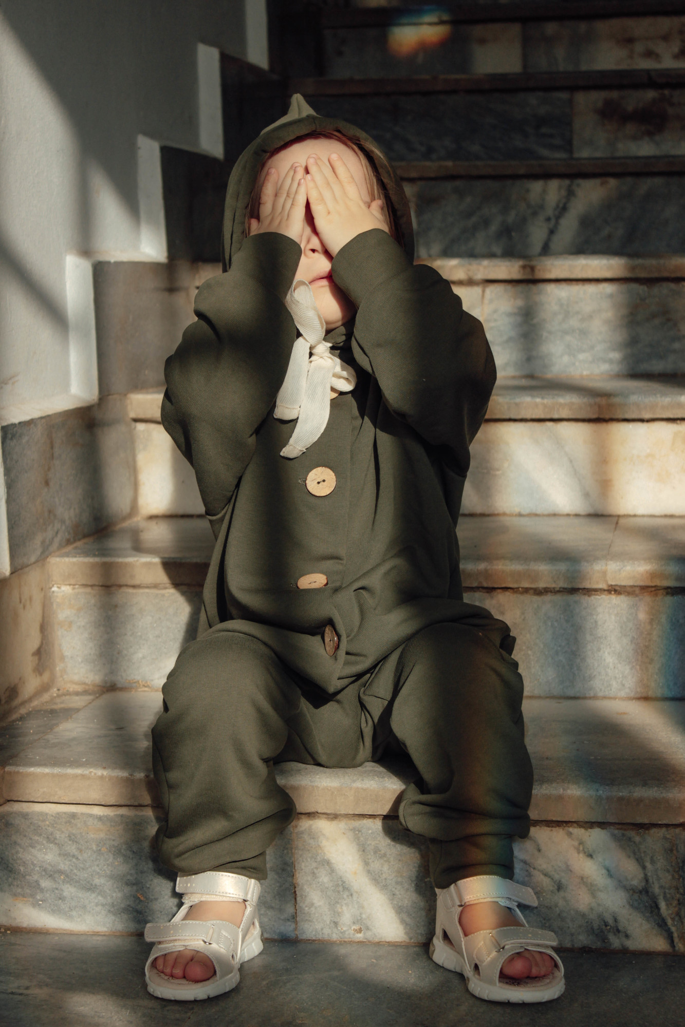 Комбинезон из петельного футера хаки