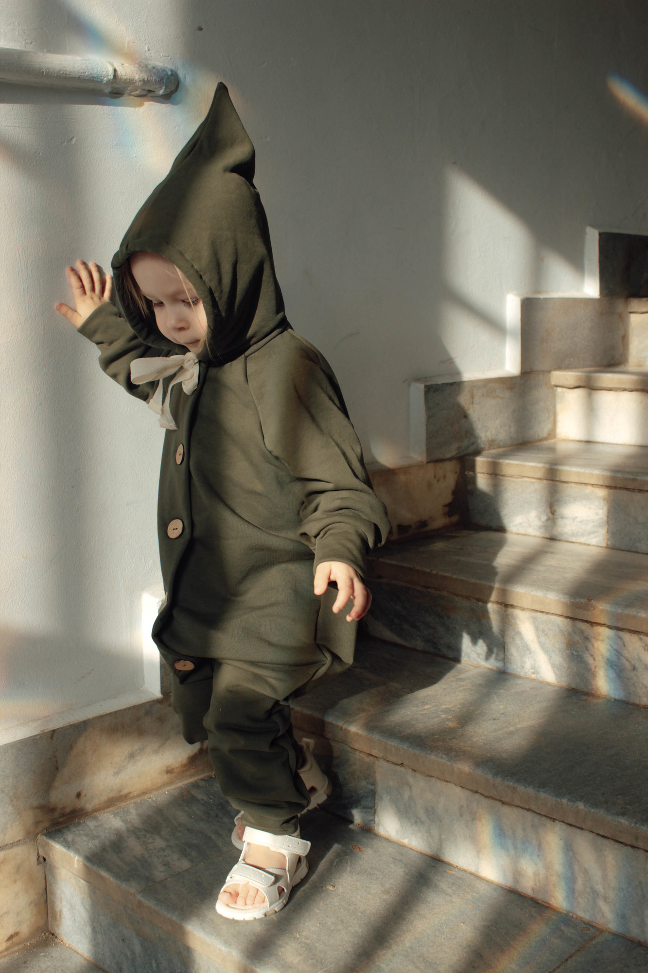 Комбинезон из петельного футера хаки