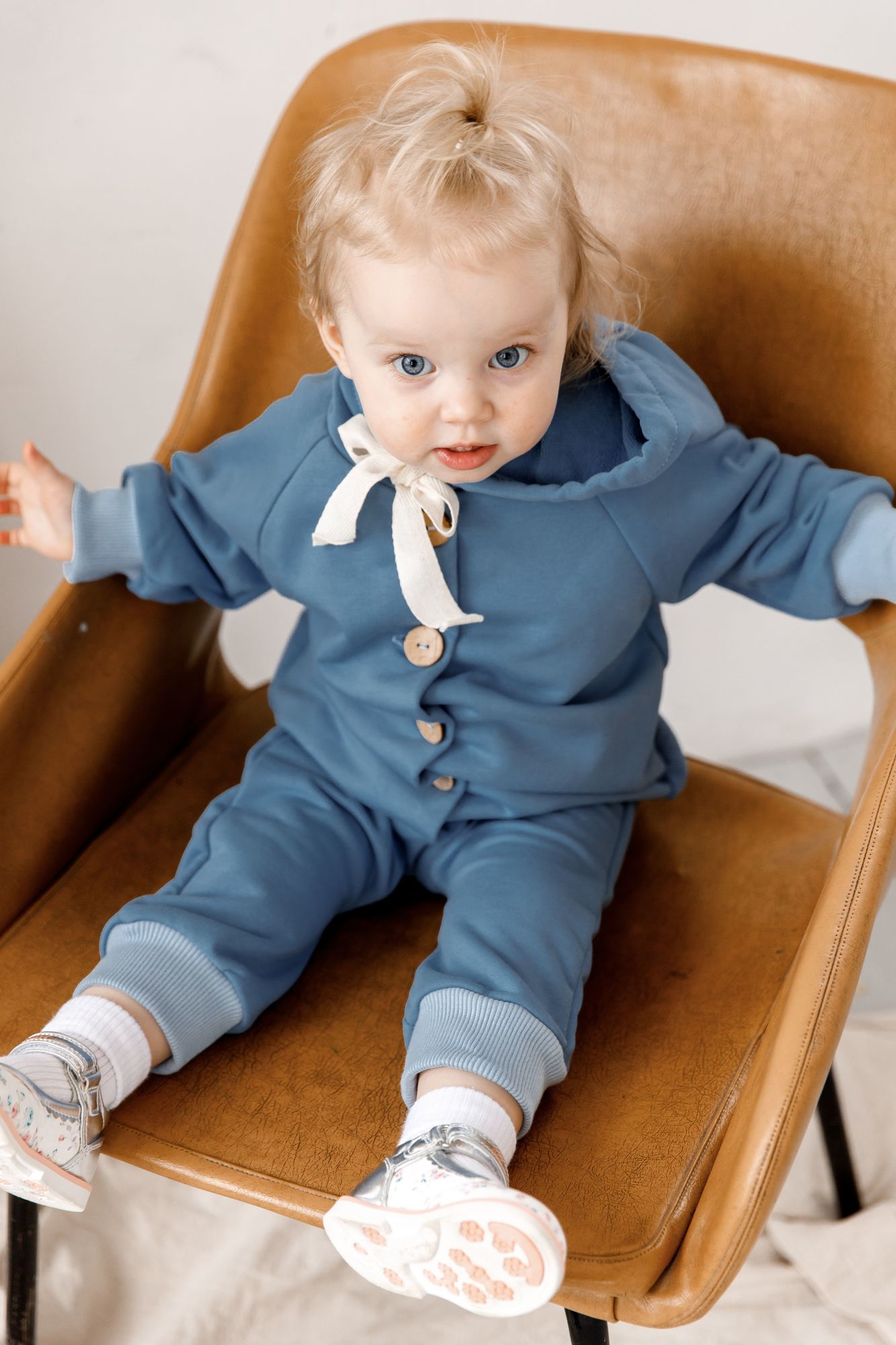 Комбинезон из петельного футера небесно-голубой