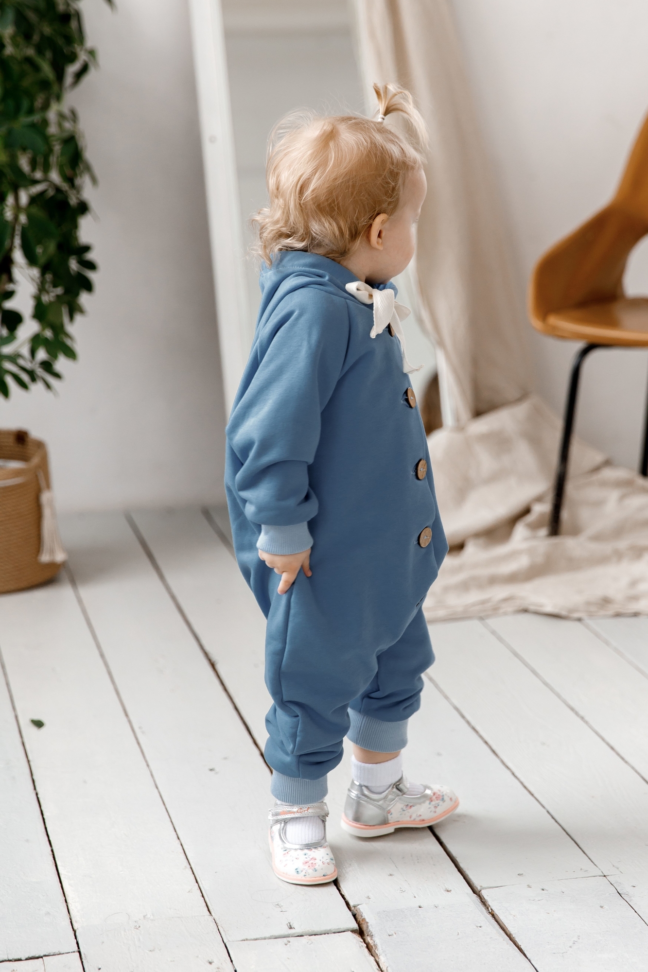 Комбинезон из петельного футера небесно-голубой