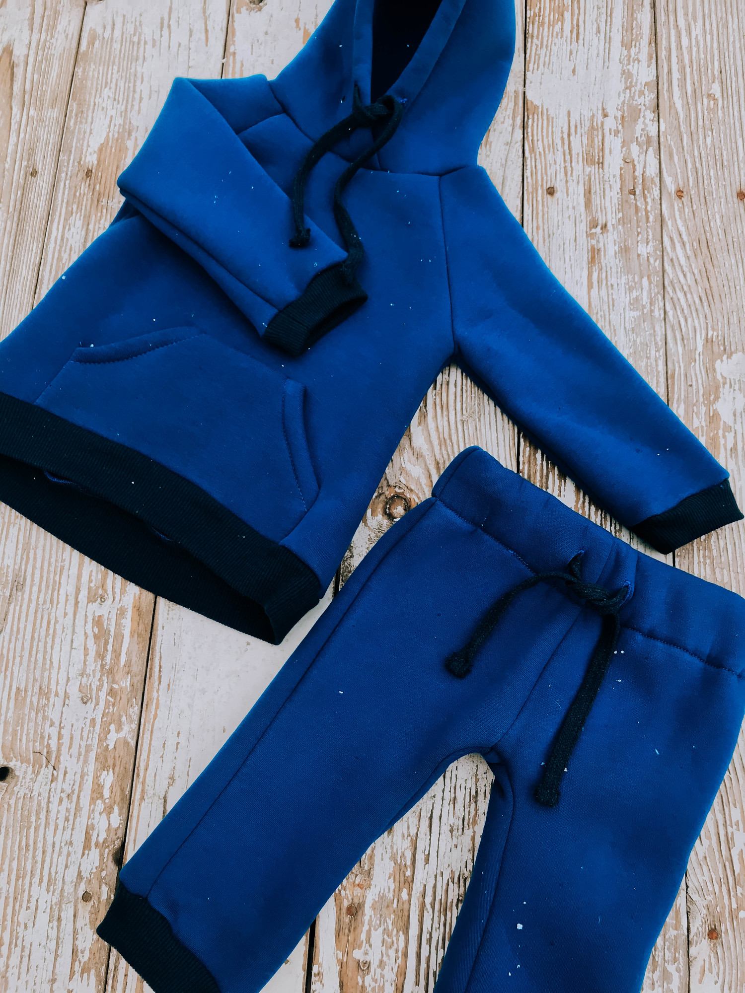 Костюм из футера с начесом синий