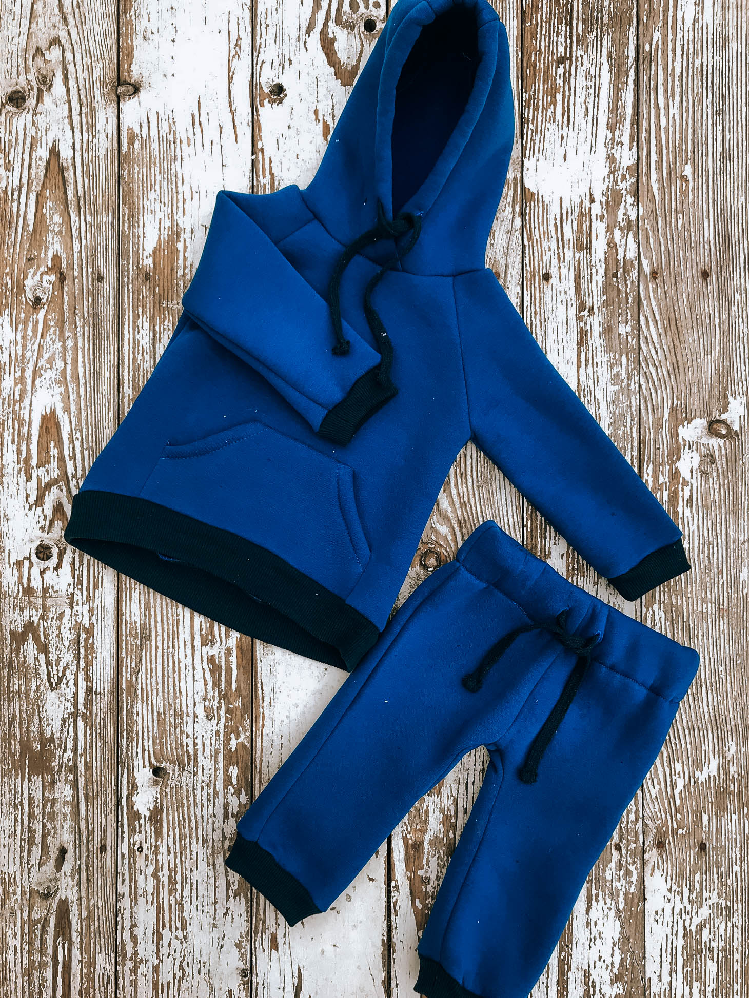 Костюм из футера с начесом синий