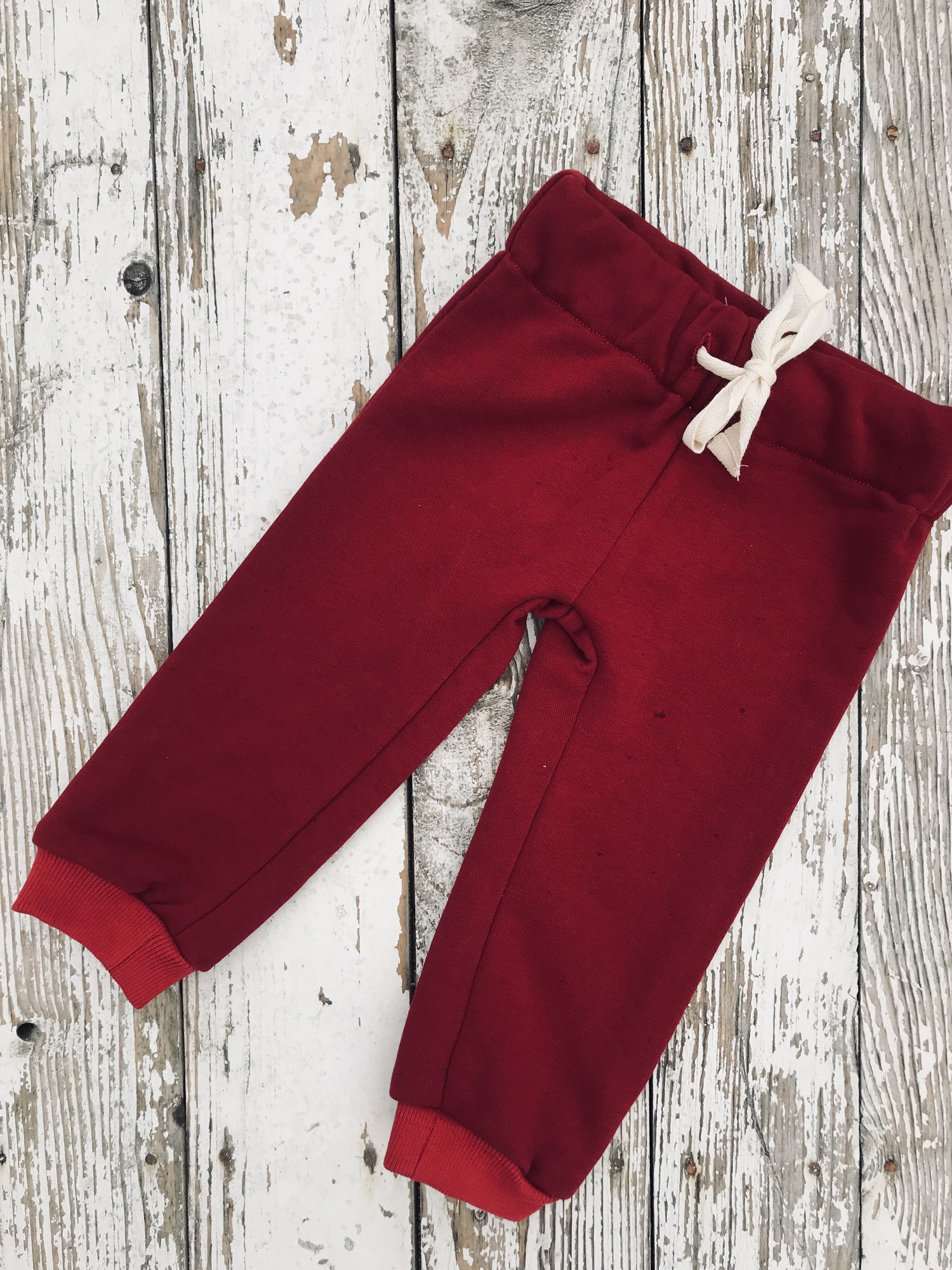 Штаны из плотного петельного футера бордо