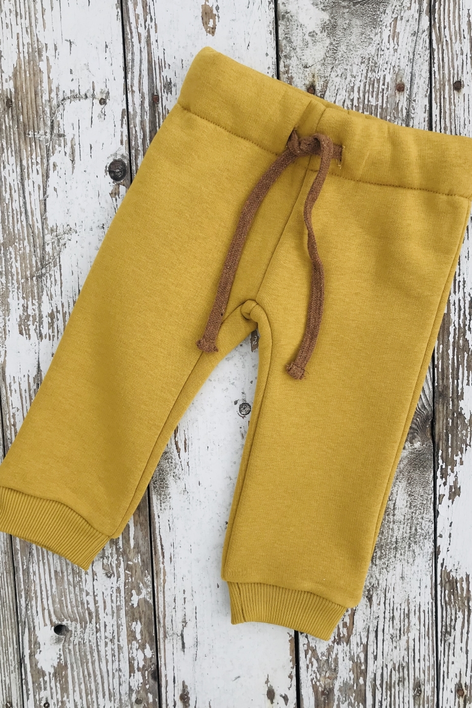 Штаны из футера с начесом горчица