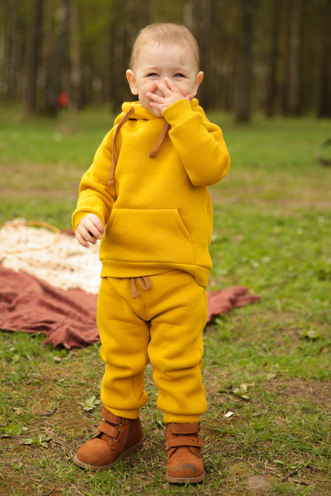 Штаны из футера с начесом горчица