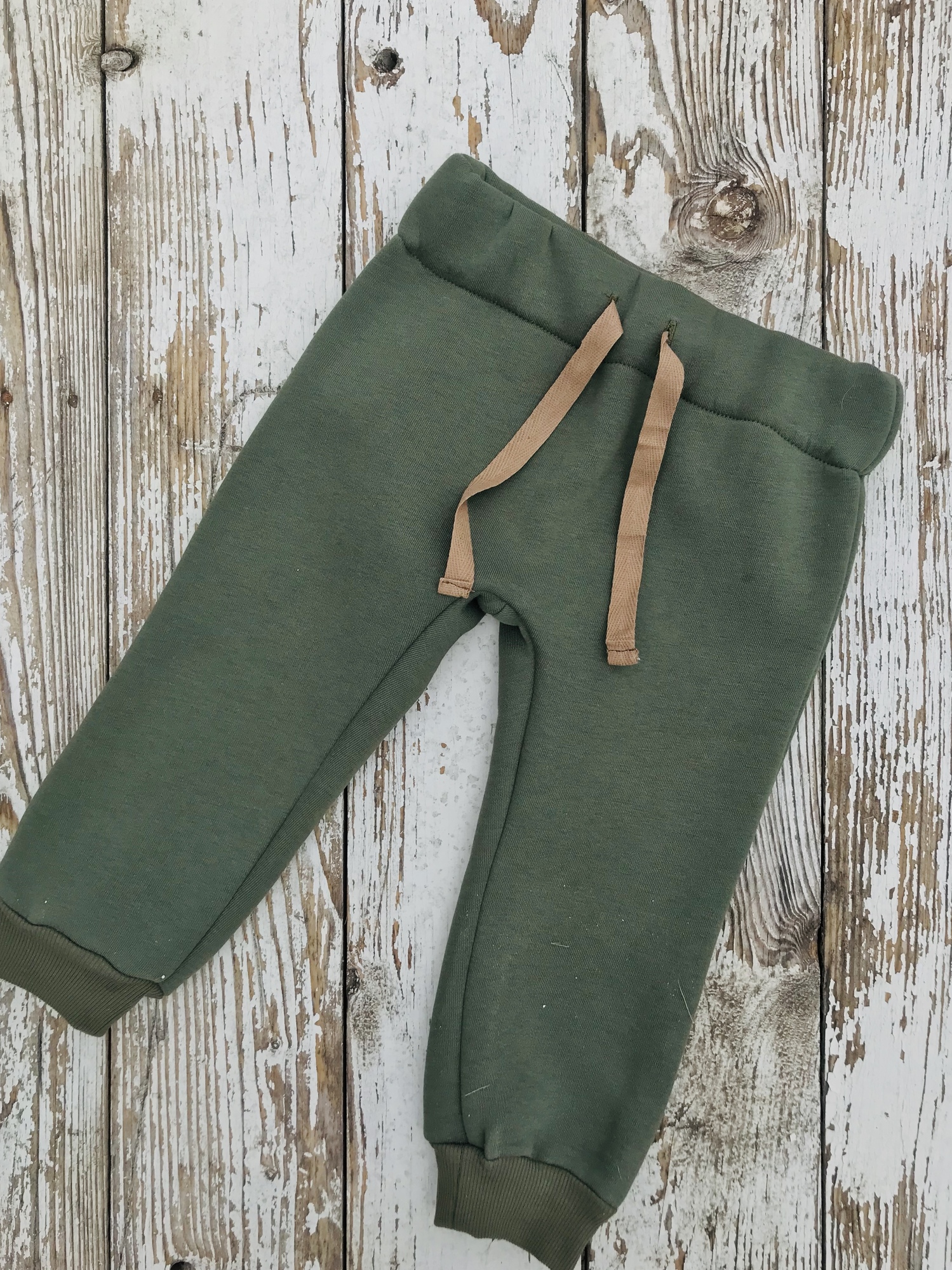 Штаны из футера с начесом олива