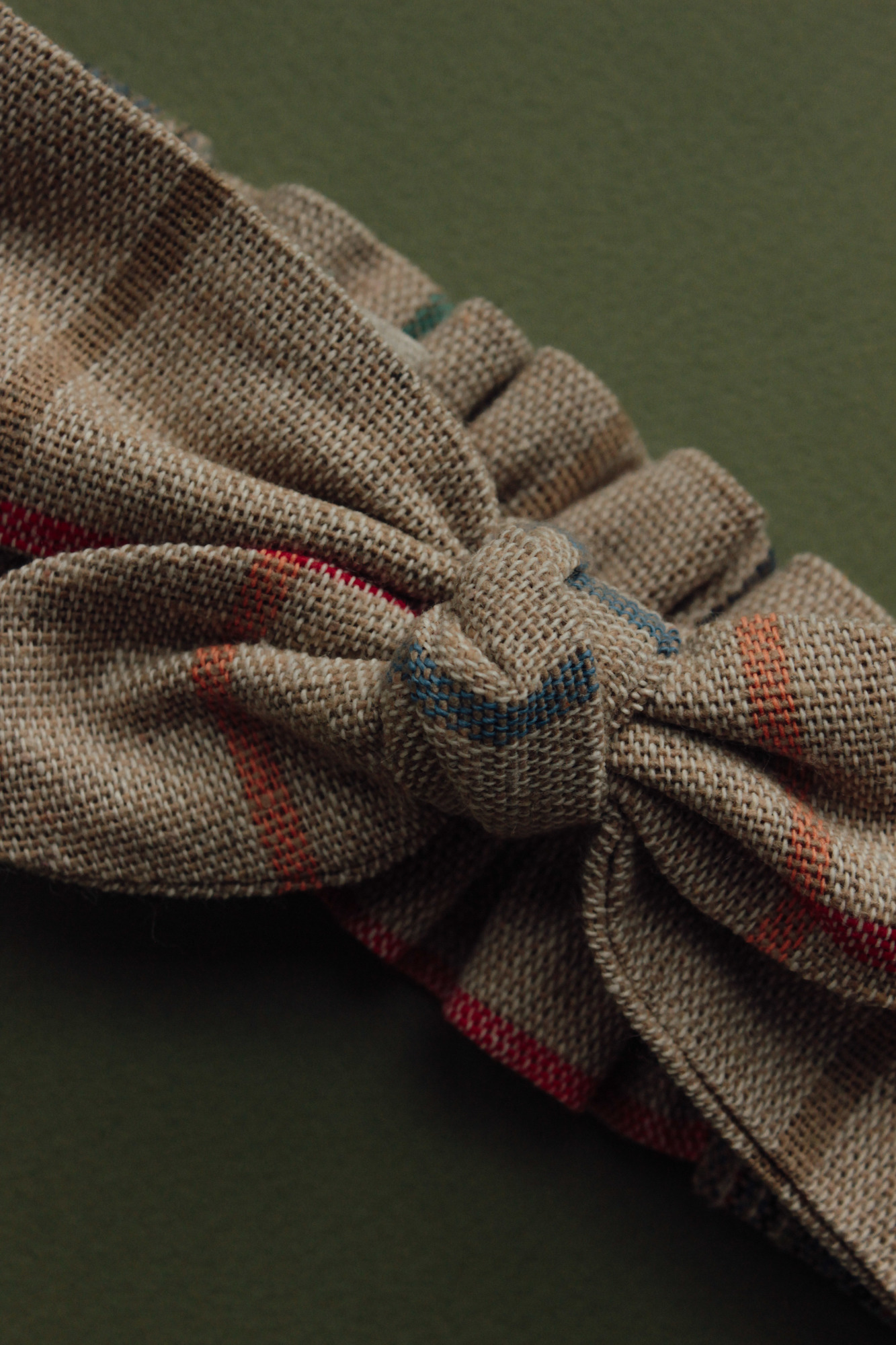 Повязка "солоха" лен беж в клетку