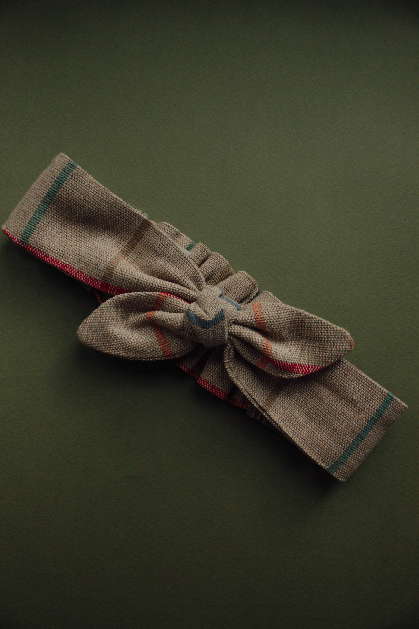 Повязка "солоха" лен беж в клетку