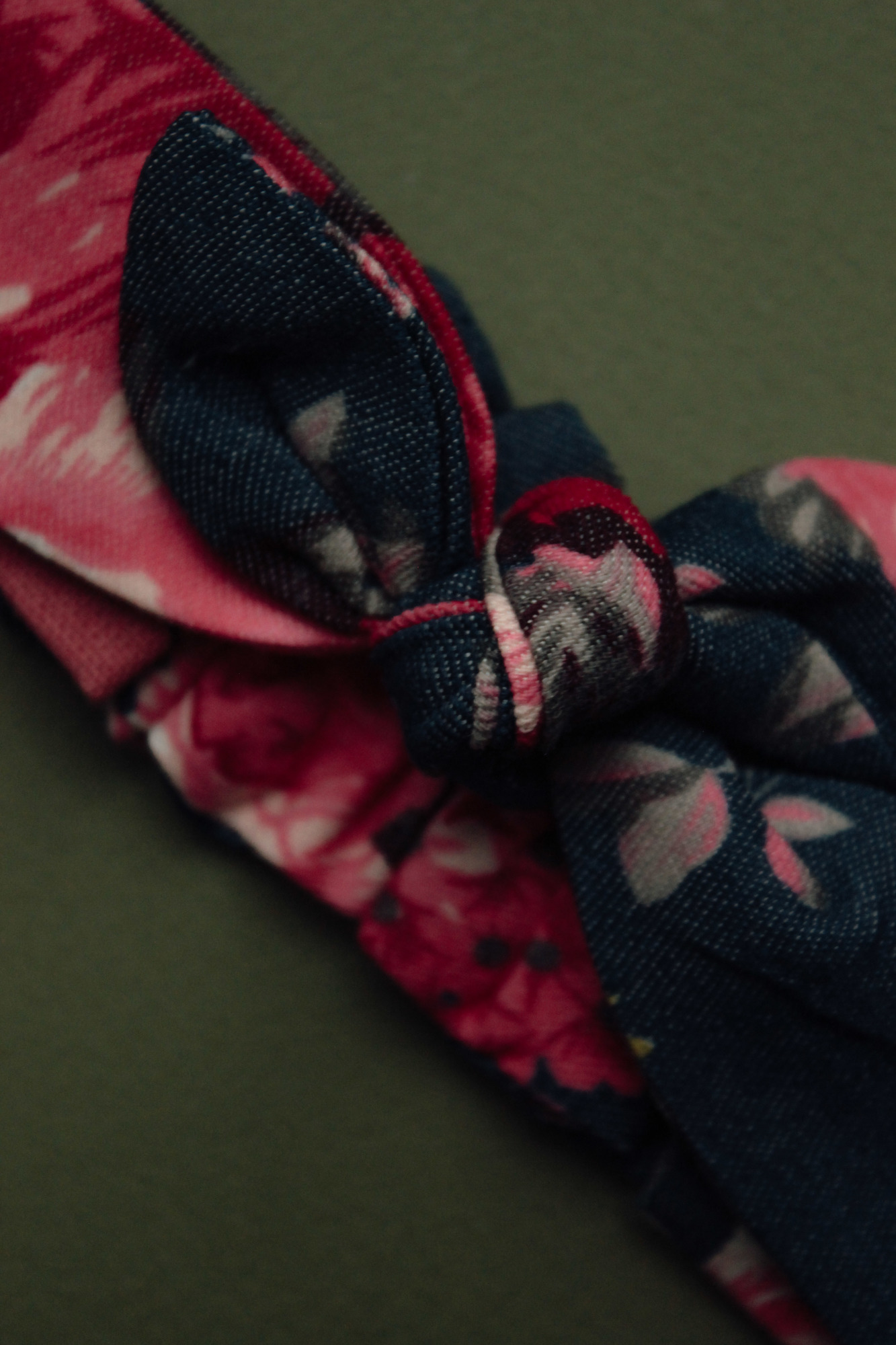 Повязка "солоха" хлопковый джинс цветы