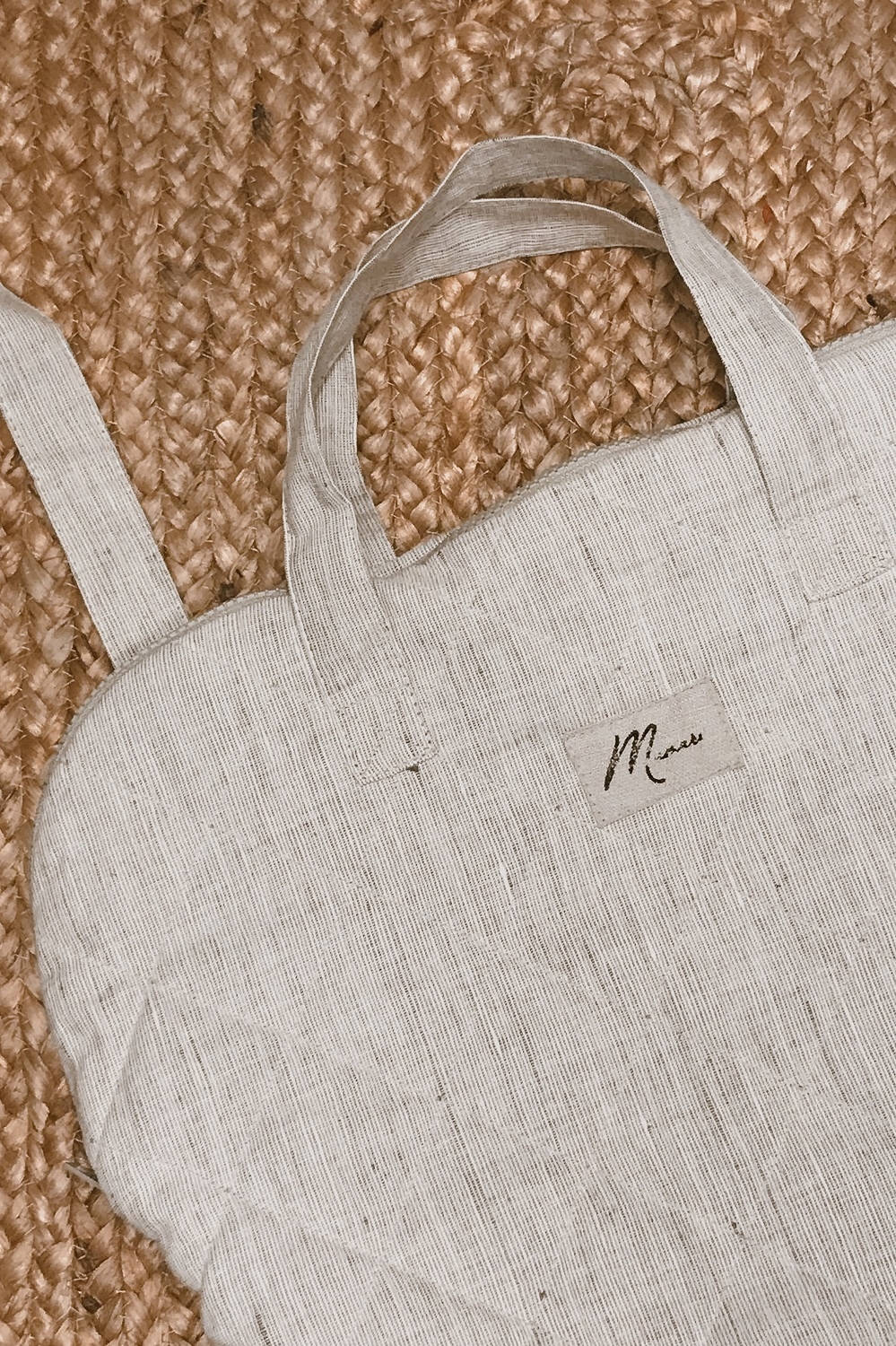 Сумка стёганая лён серый меланж