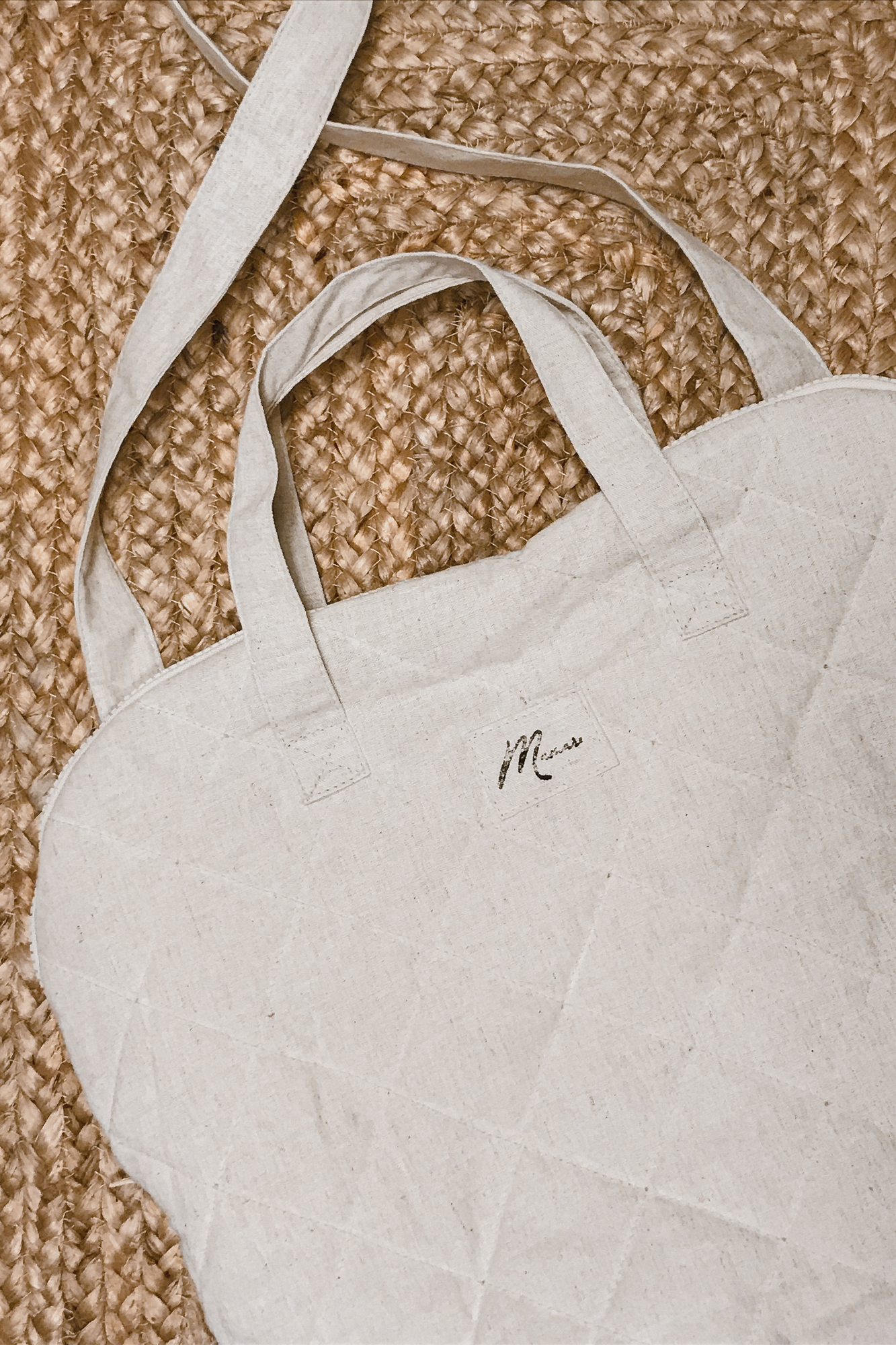 Сумка стёганая лён натур