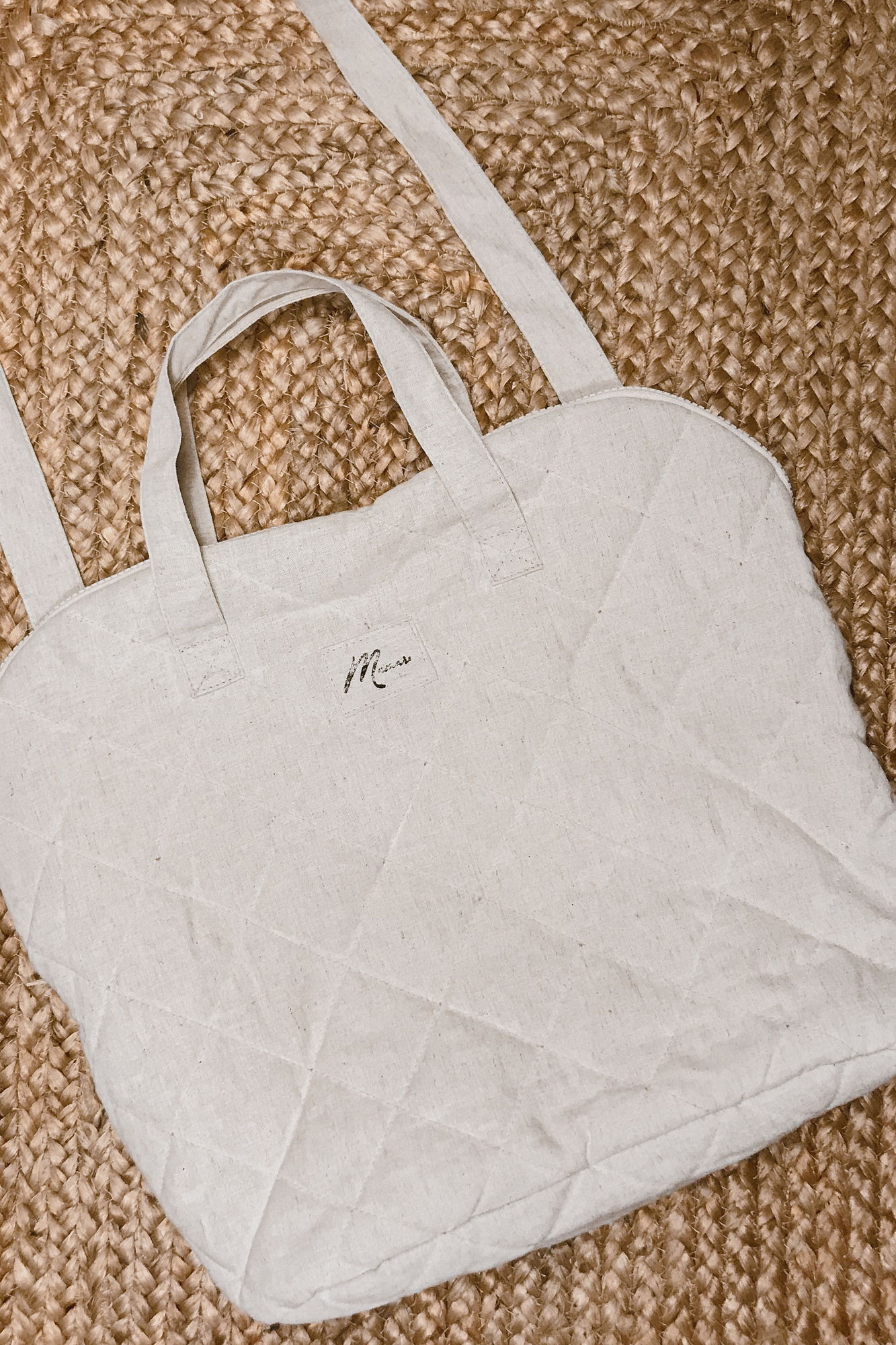 Сумка стёганая лён натур