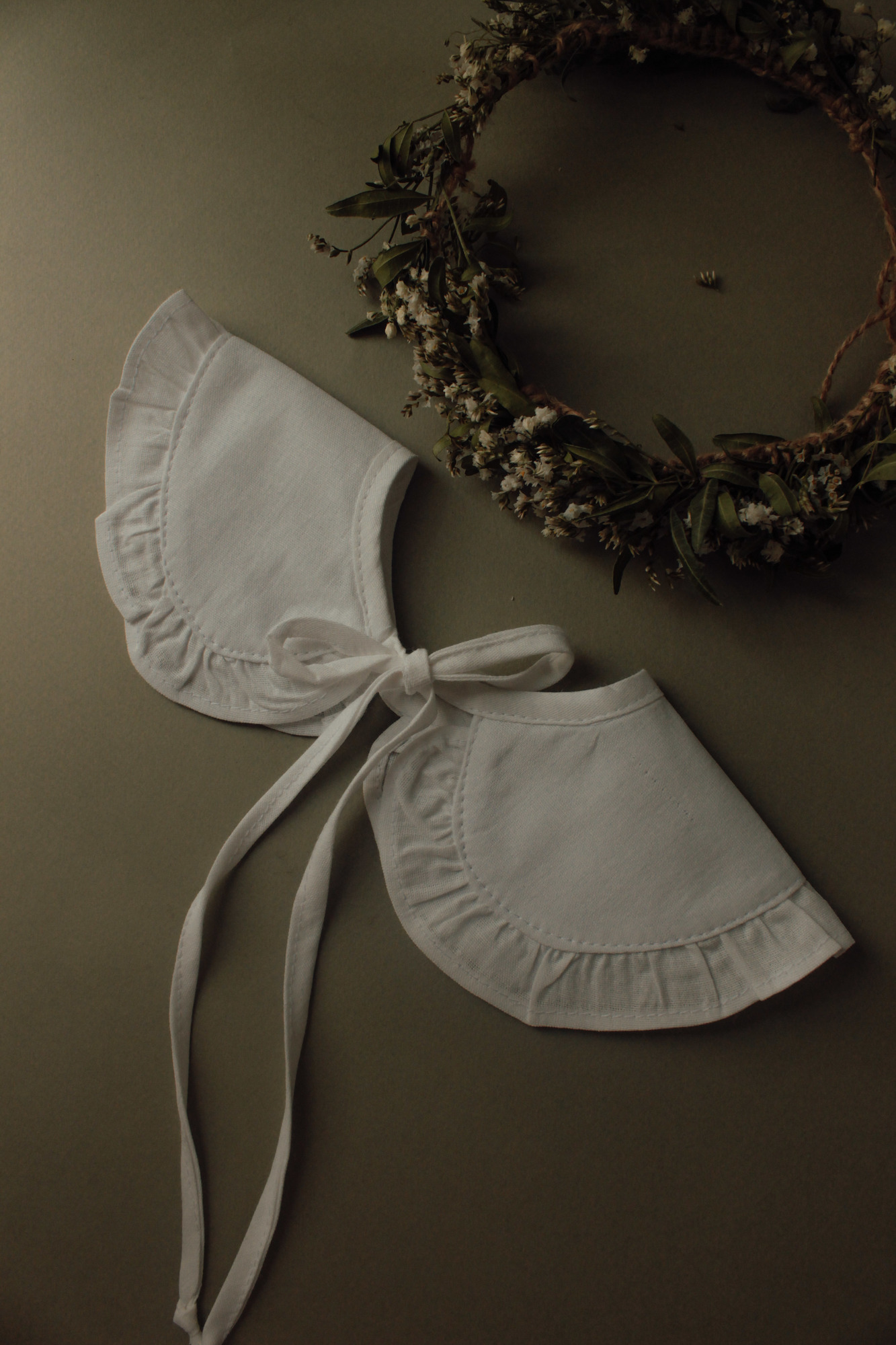 Воротник из хлопка белый с оборкой из двух деталей