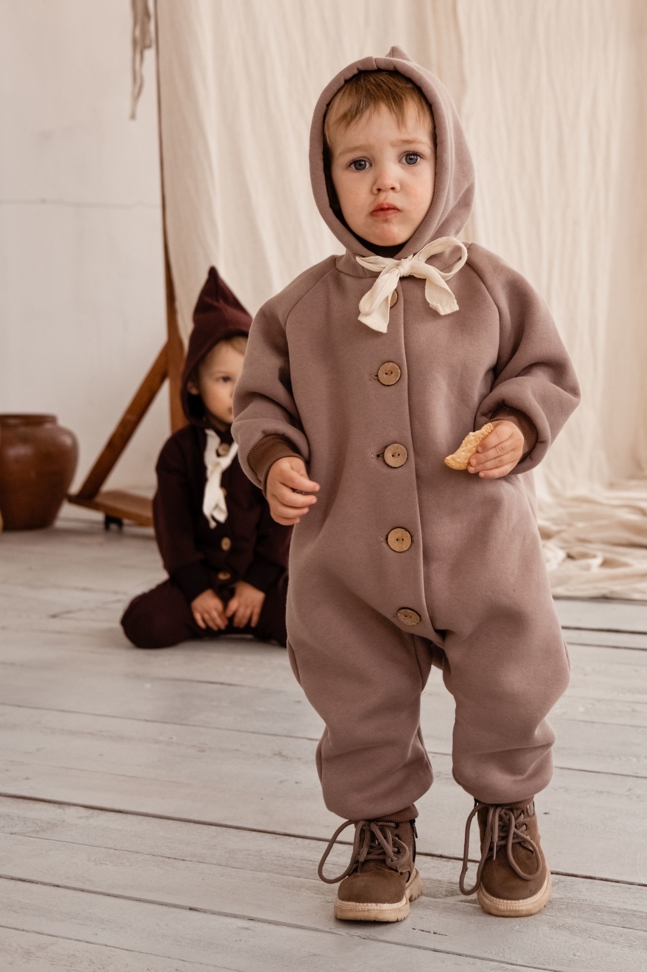 Комбинезон из футера с начёсом капучино