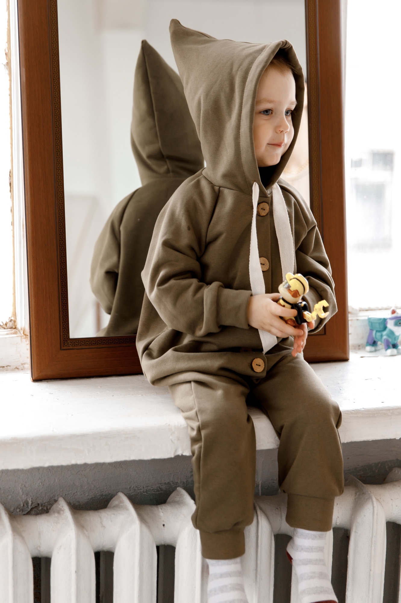 Комбинезон из петельного футера светлый хаки