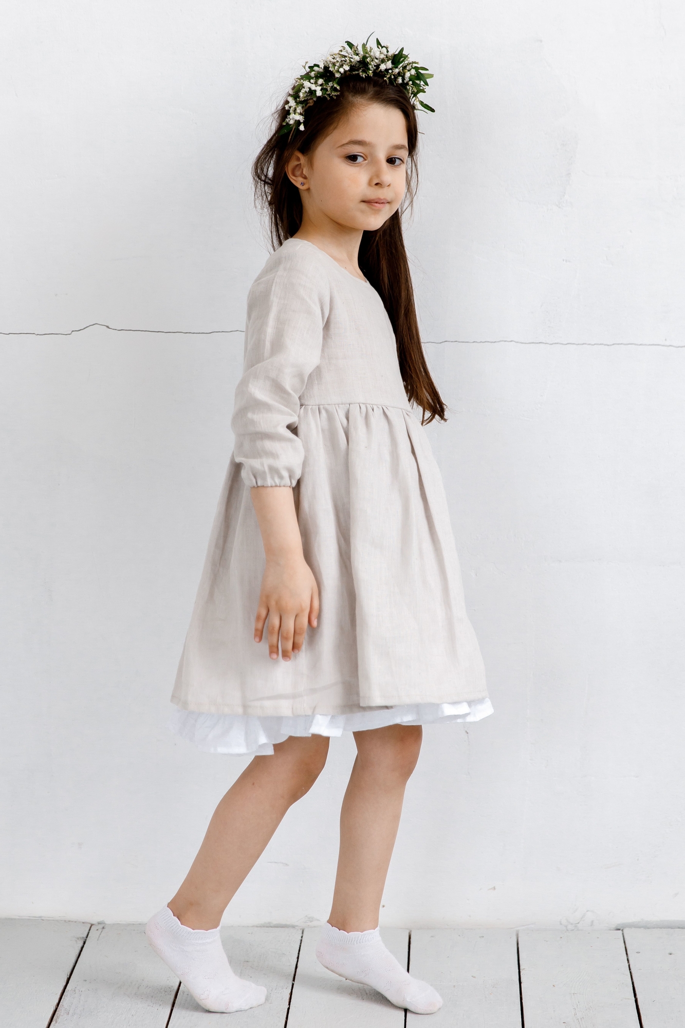 Платье ELLIE лён умягчённый светло-серый