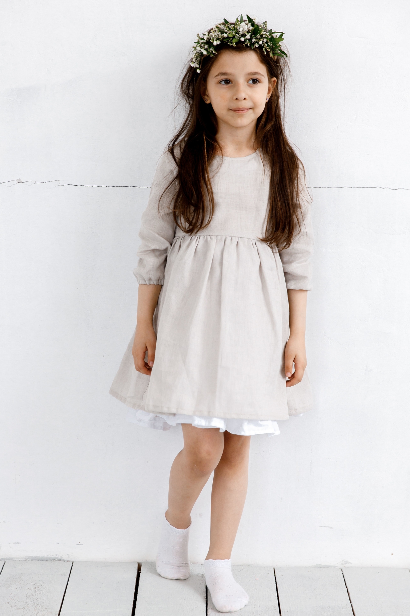 Платье ELLIE лён умягчённый светло-серый