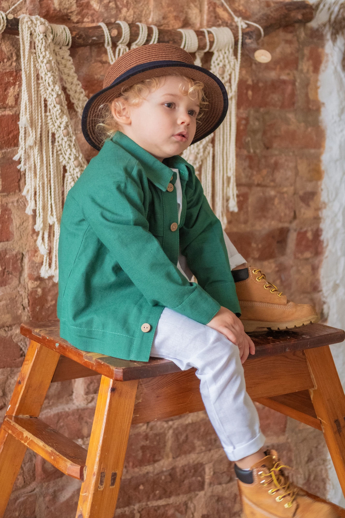 Рубашка-бомбер льняная "изумруд"