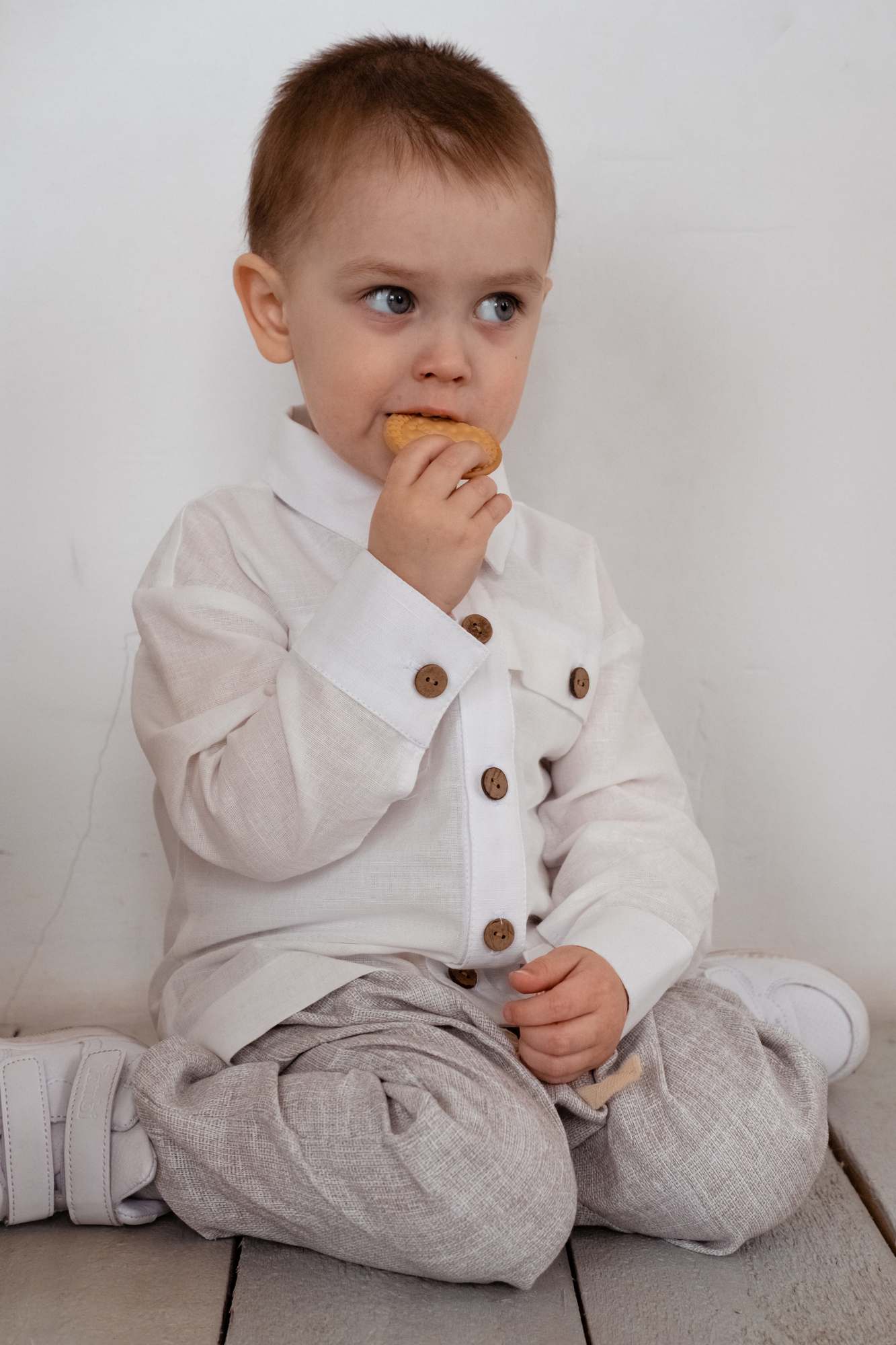 Рубашка-бомбер льняная "белый"