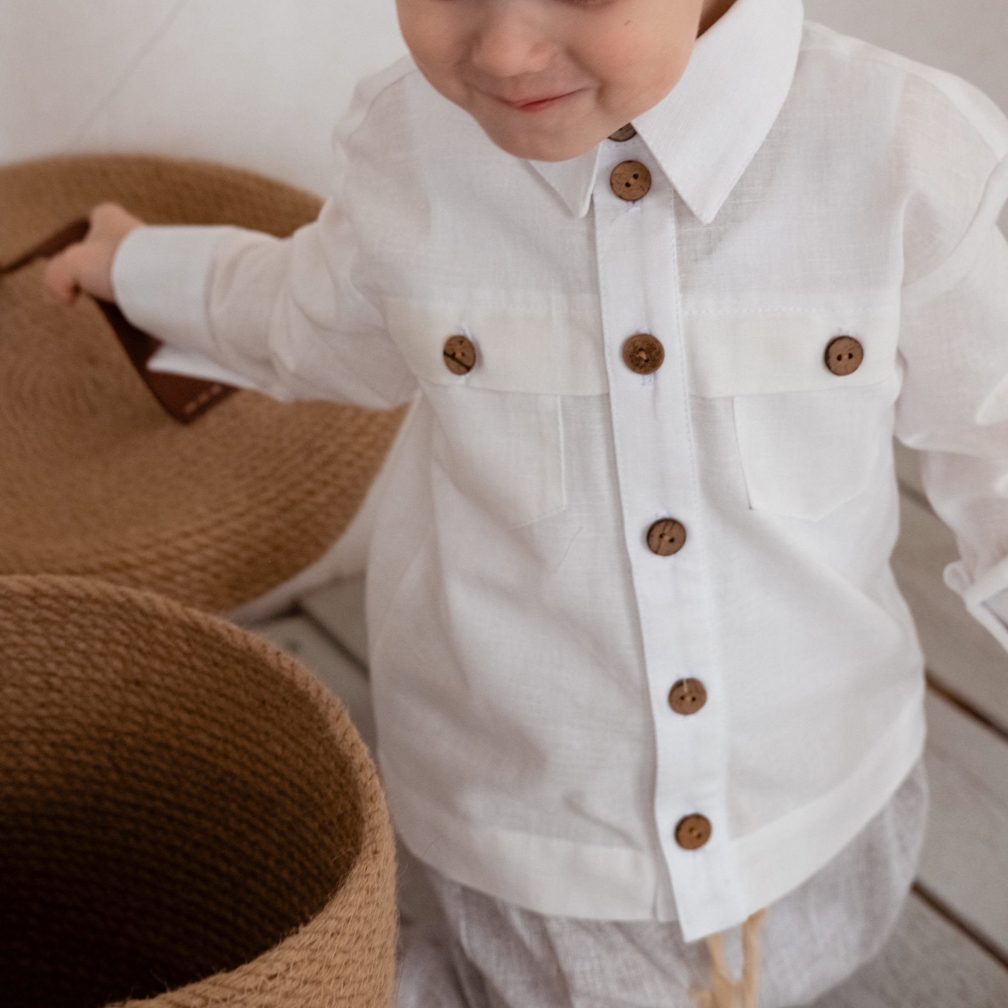 Рубашка-бомбер льняная "белый"