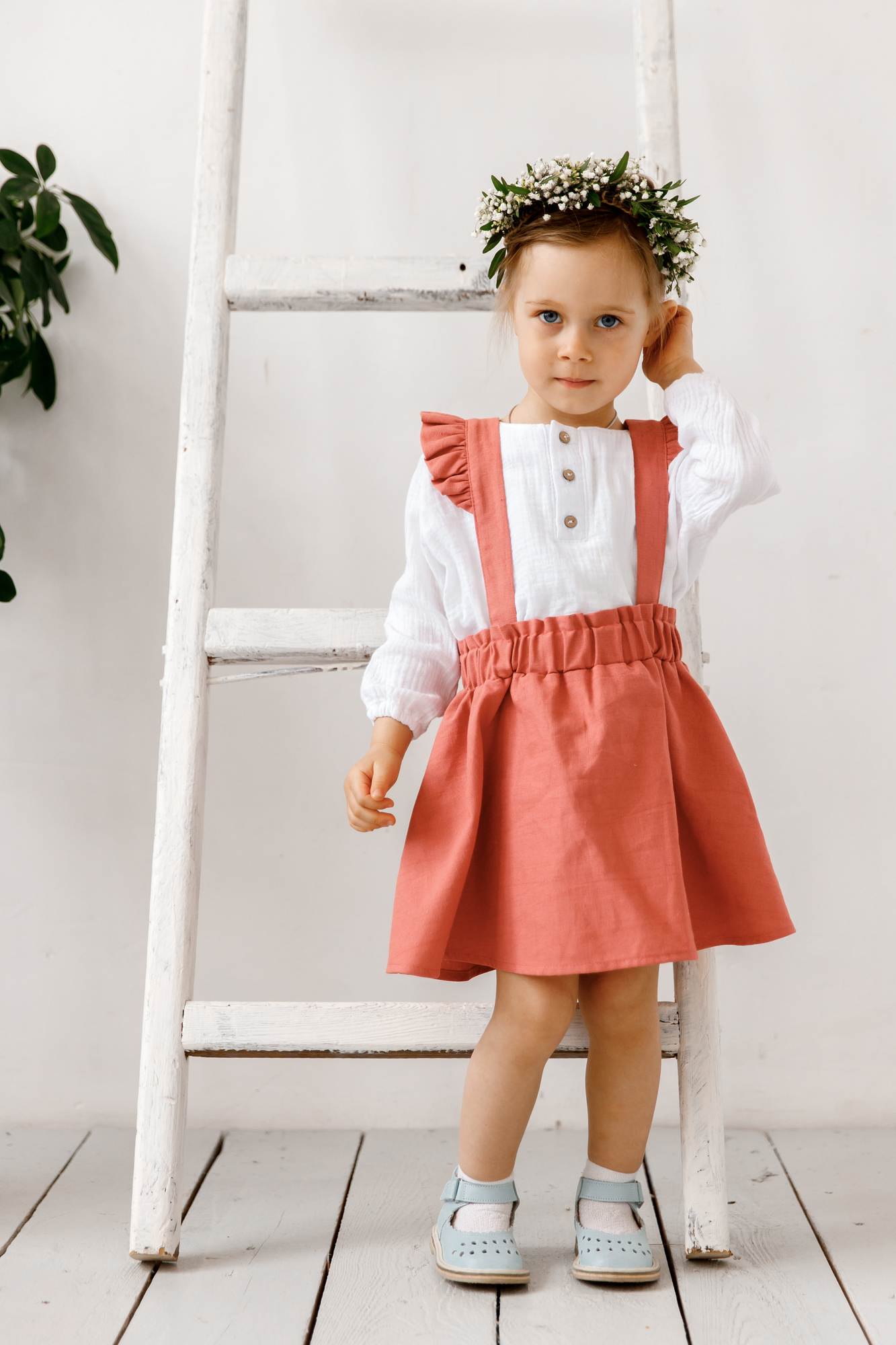 Юбка SOFI из льна "коралл"