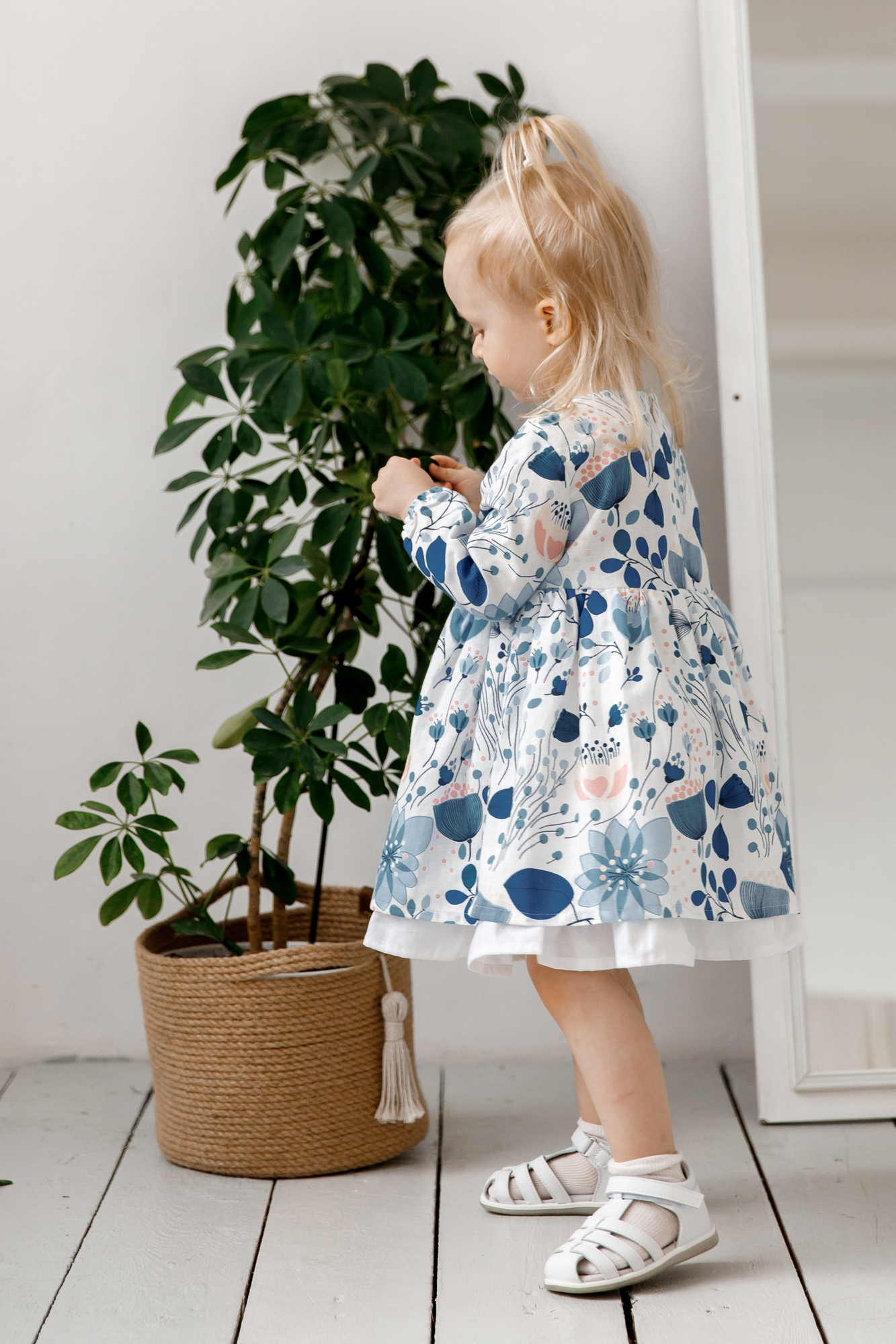 Платье MARIE лён "голубая поляна"