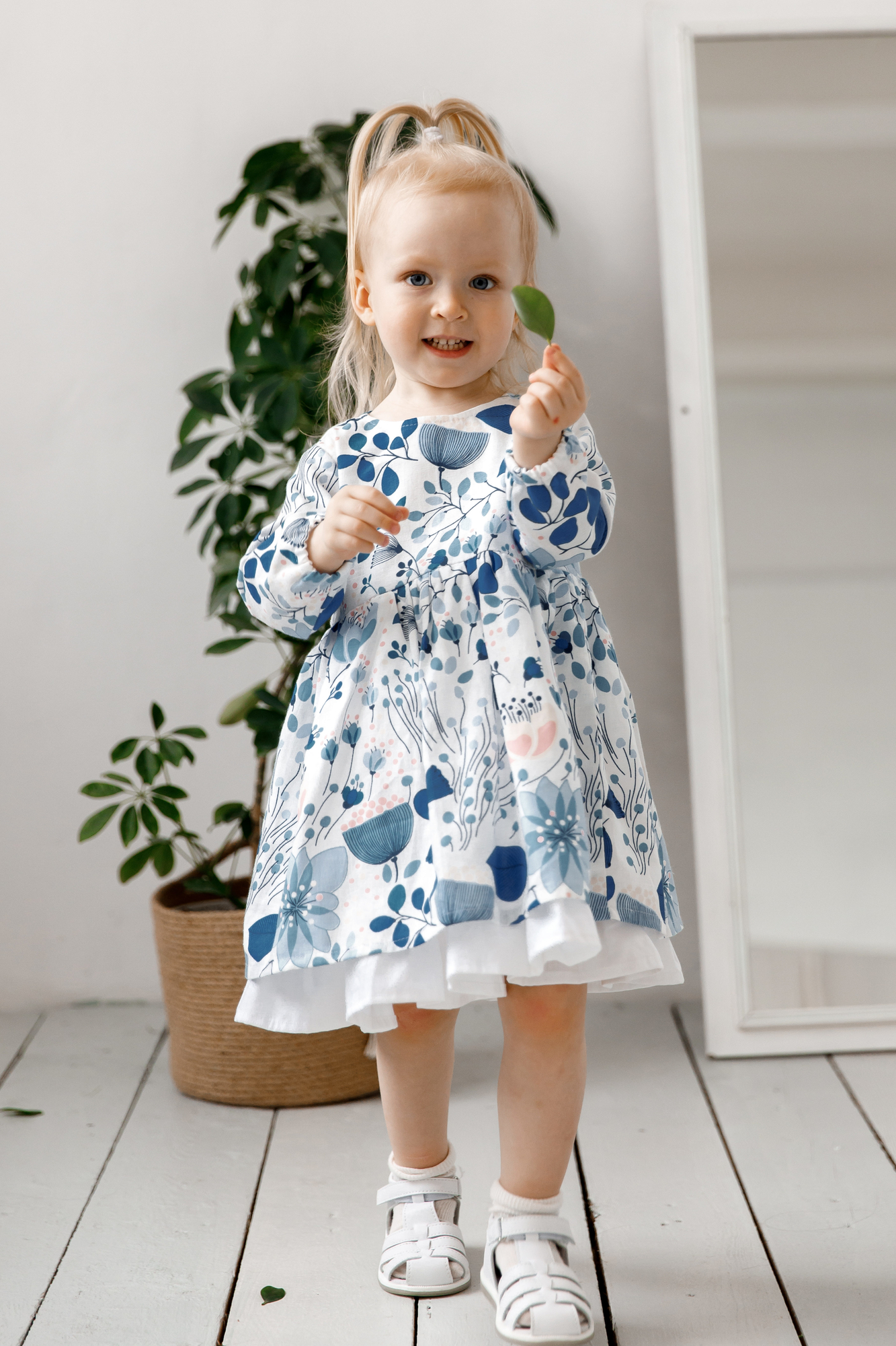 Платье MARIE лён "голубая поляна"