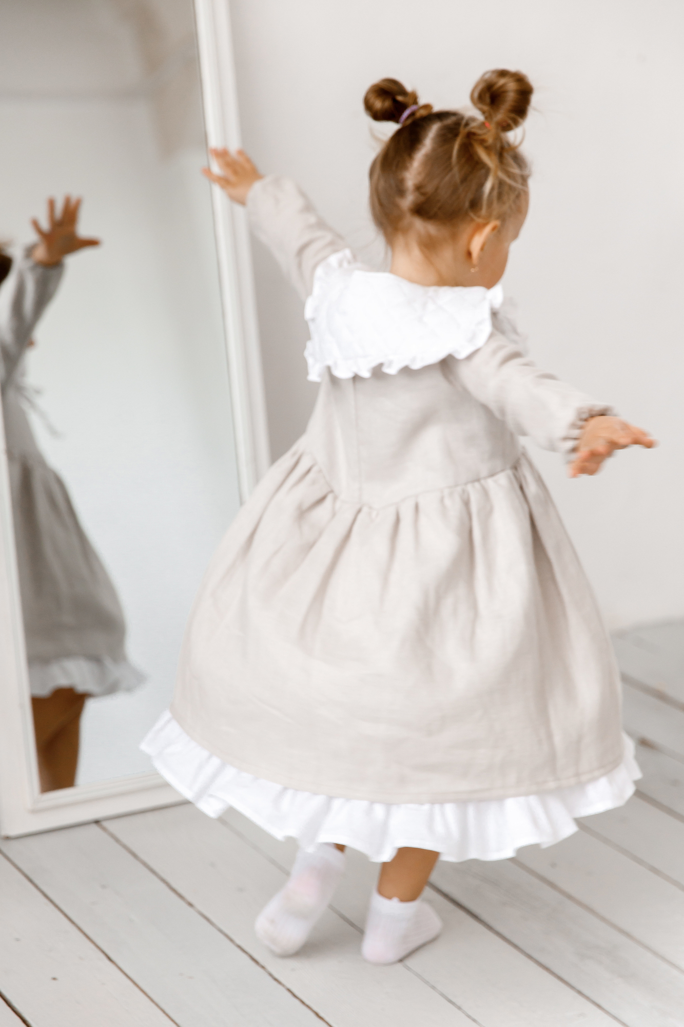 Платье MARIE умягченный лён "светло-серый"