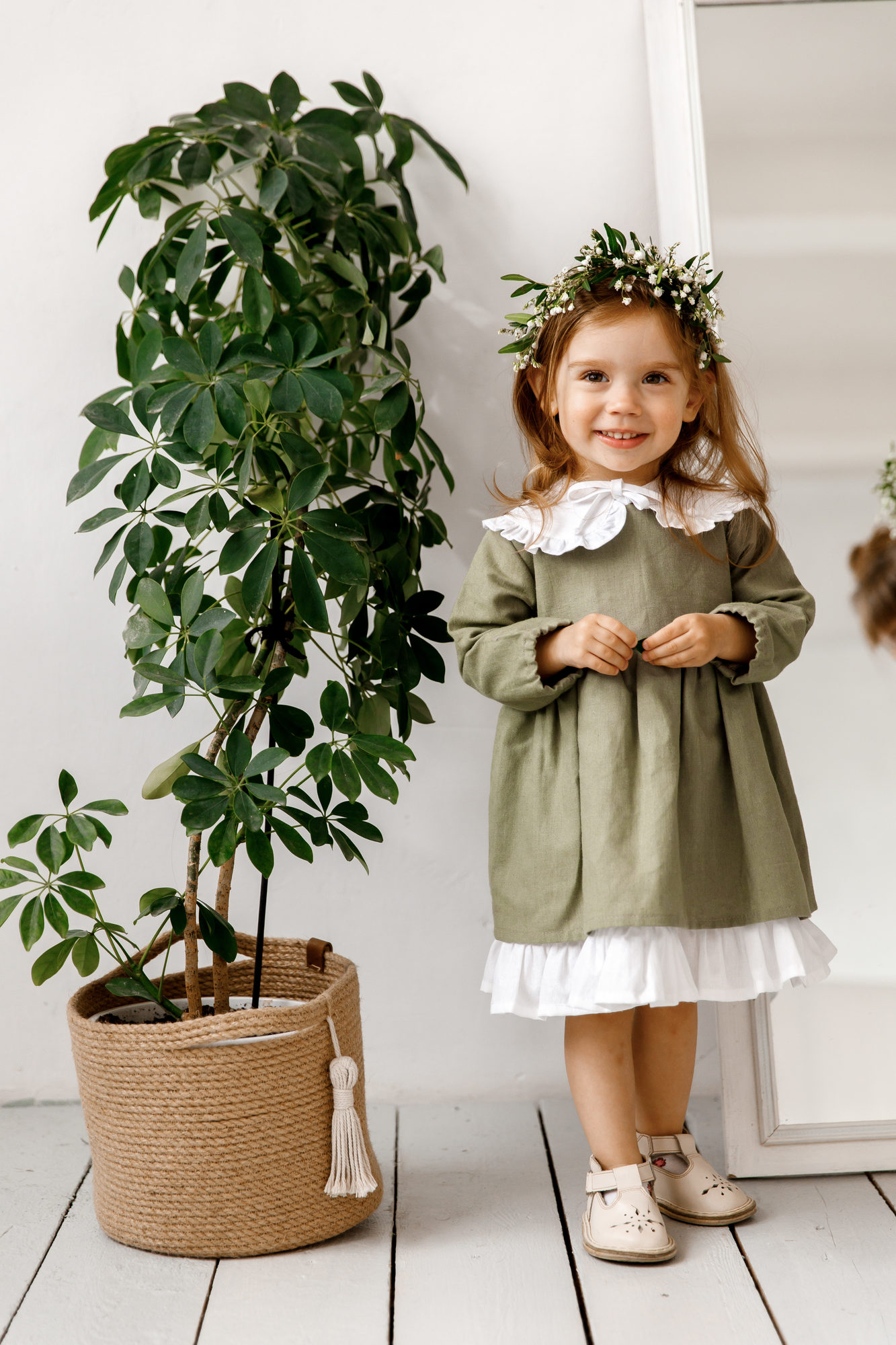 Платье MARIE умягченный лён "пыльно-зелёный"