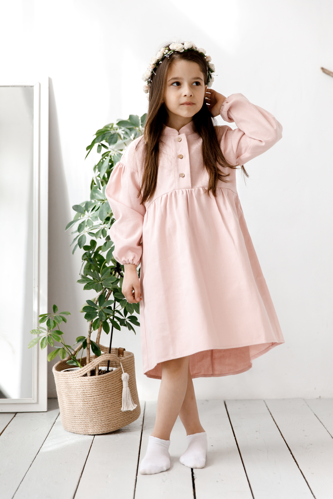 Платье VINTAGE из льна "розовый"