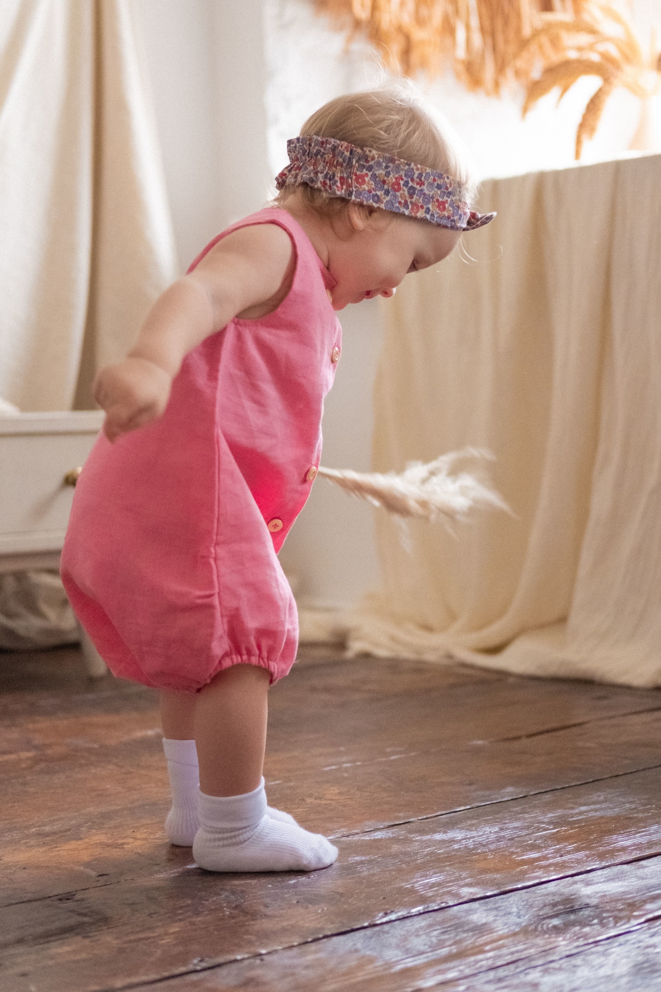 Боди лён ярко-розовый