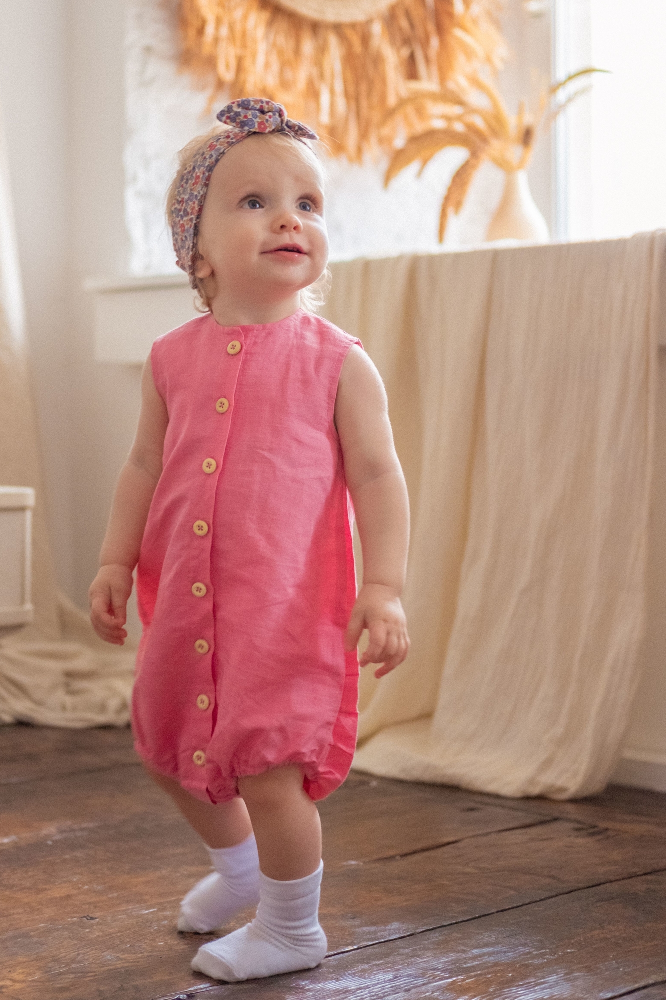 Боди лён ярко-розовый