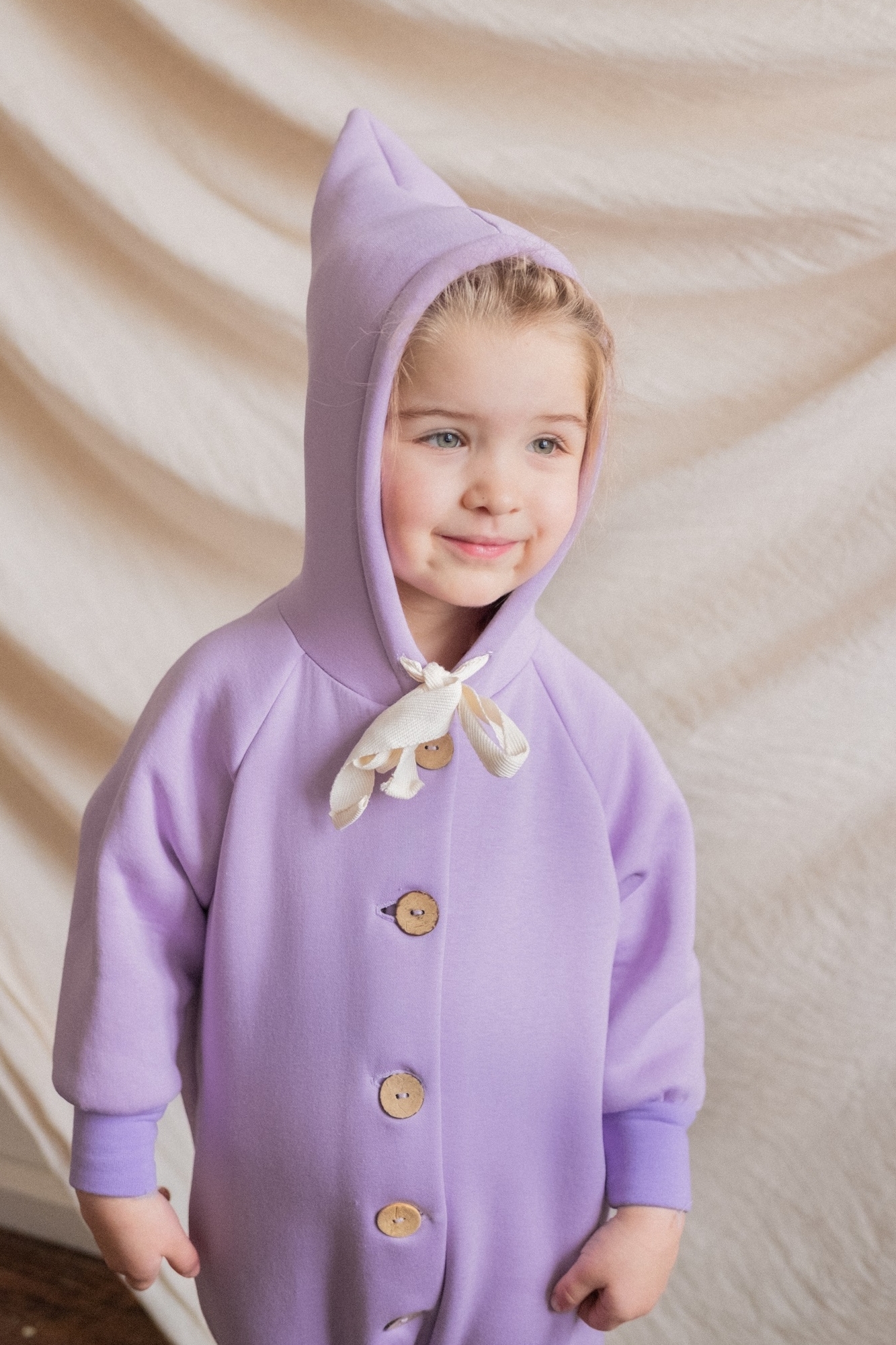 Комбинезон из футера с начёсом лаванда