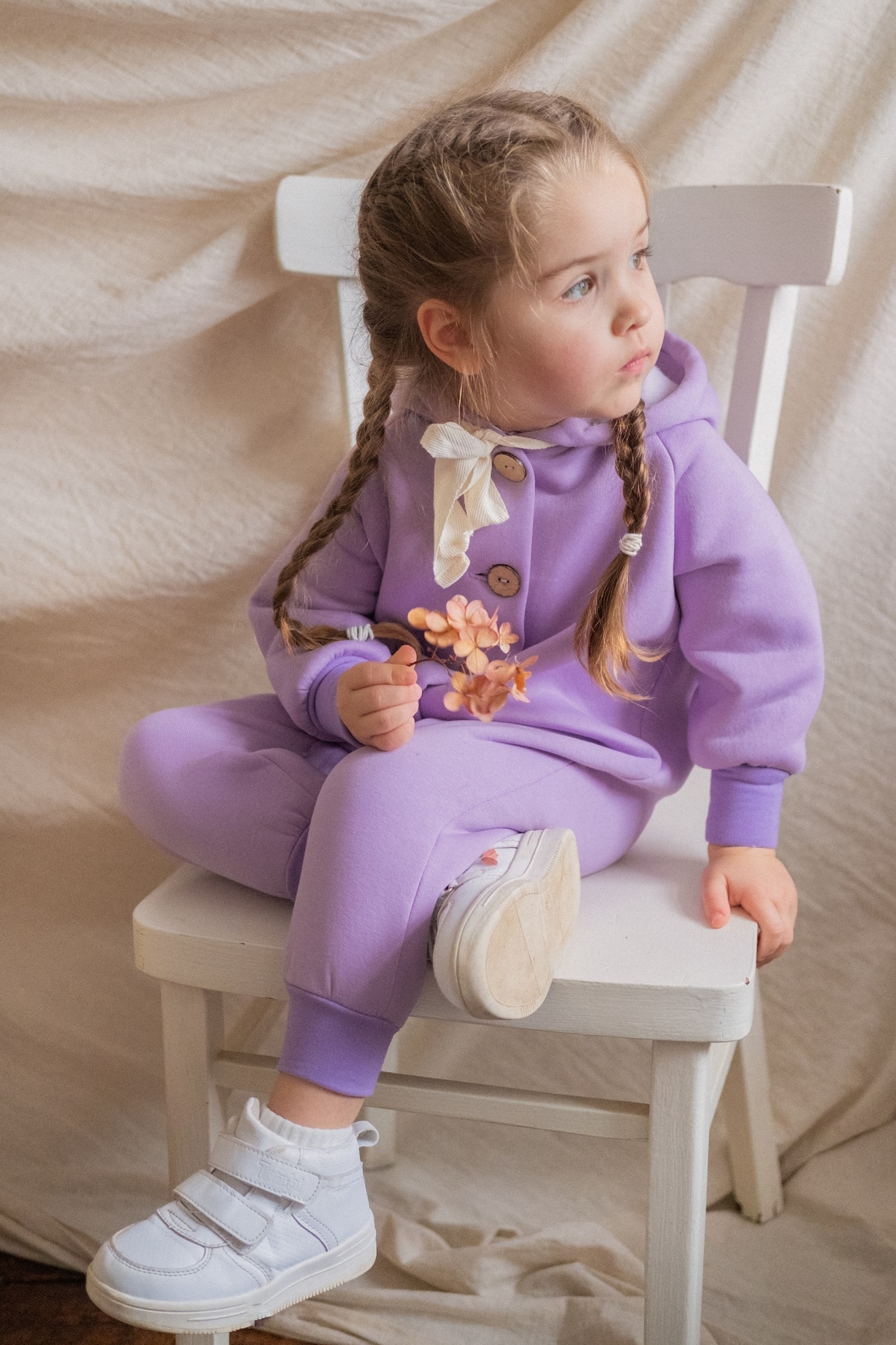 Комбинезон из футера с начёсом лаванда