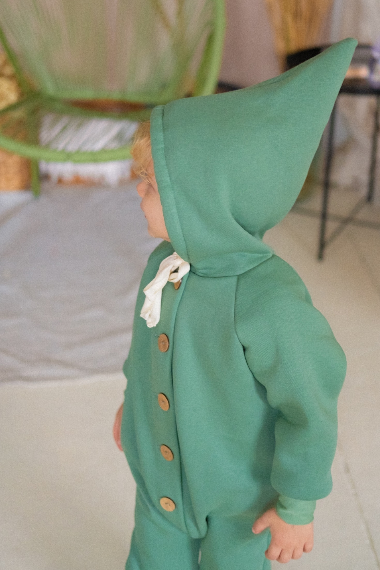 Комбинезон из футера с начёсом пыльная олива