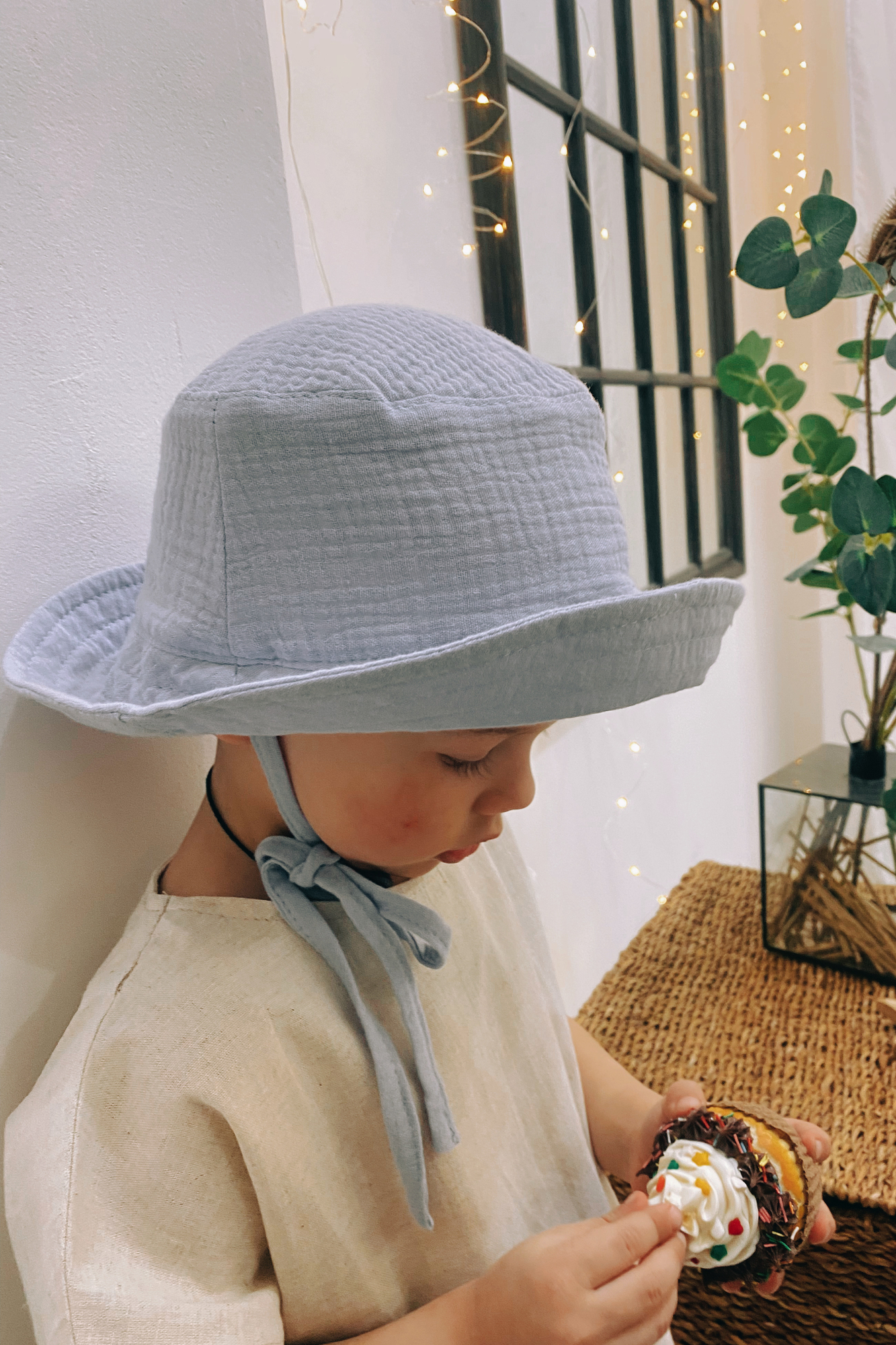 Панама из муслина василёк на хлопковом подкладе